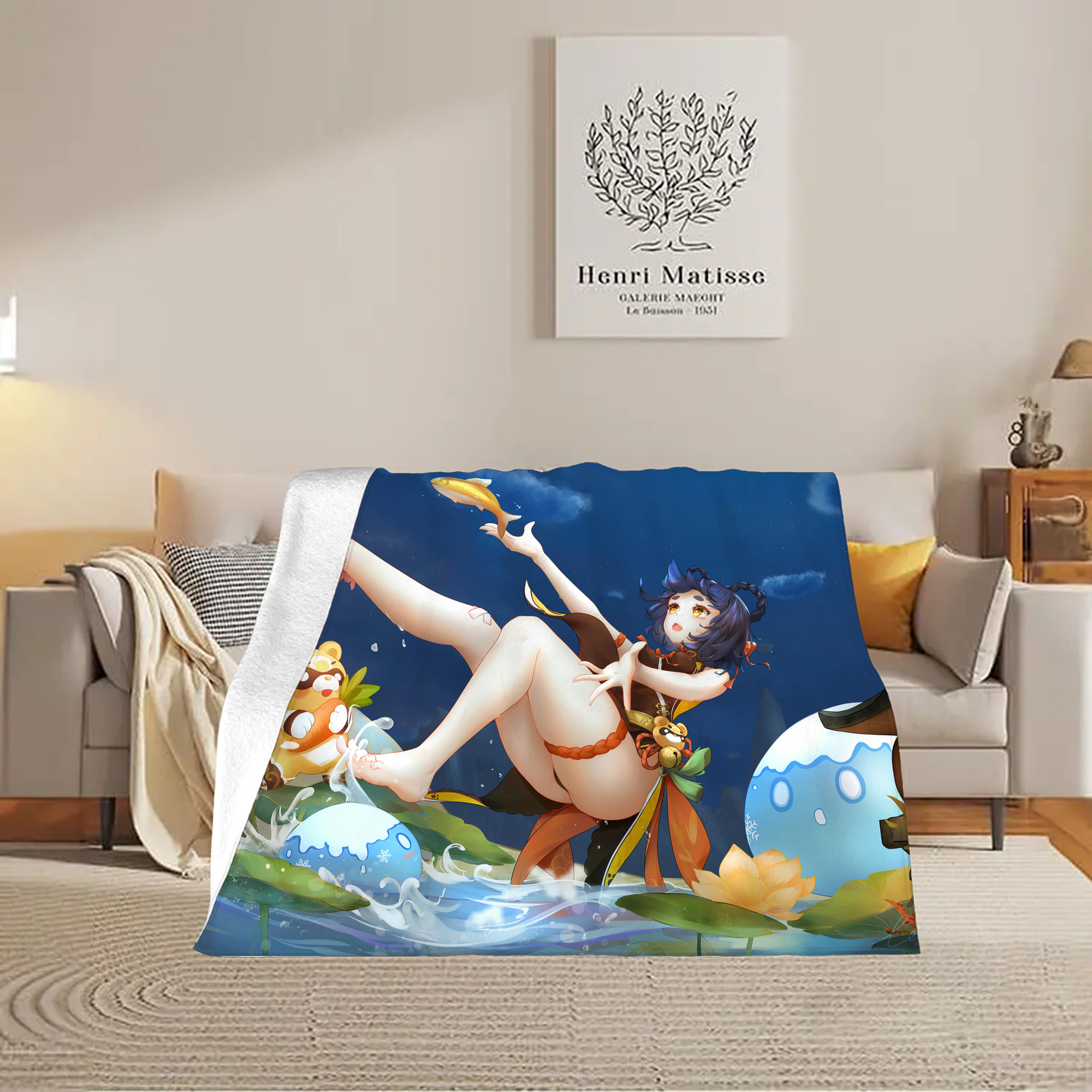 げんし神 genshin フランネルブランケット・多サイズ対応（横型）