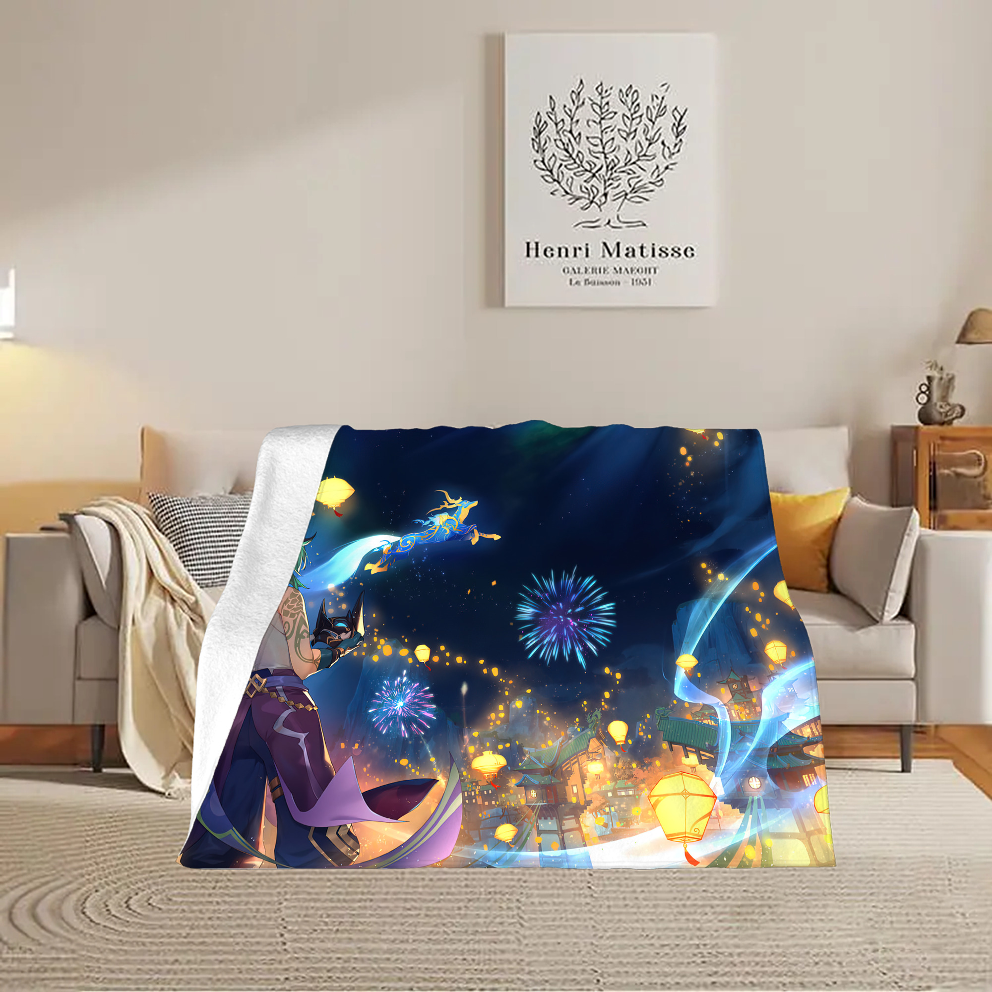 げんし神 genshin フランネルブランケット・多サイズ対応（横型）