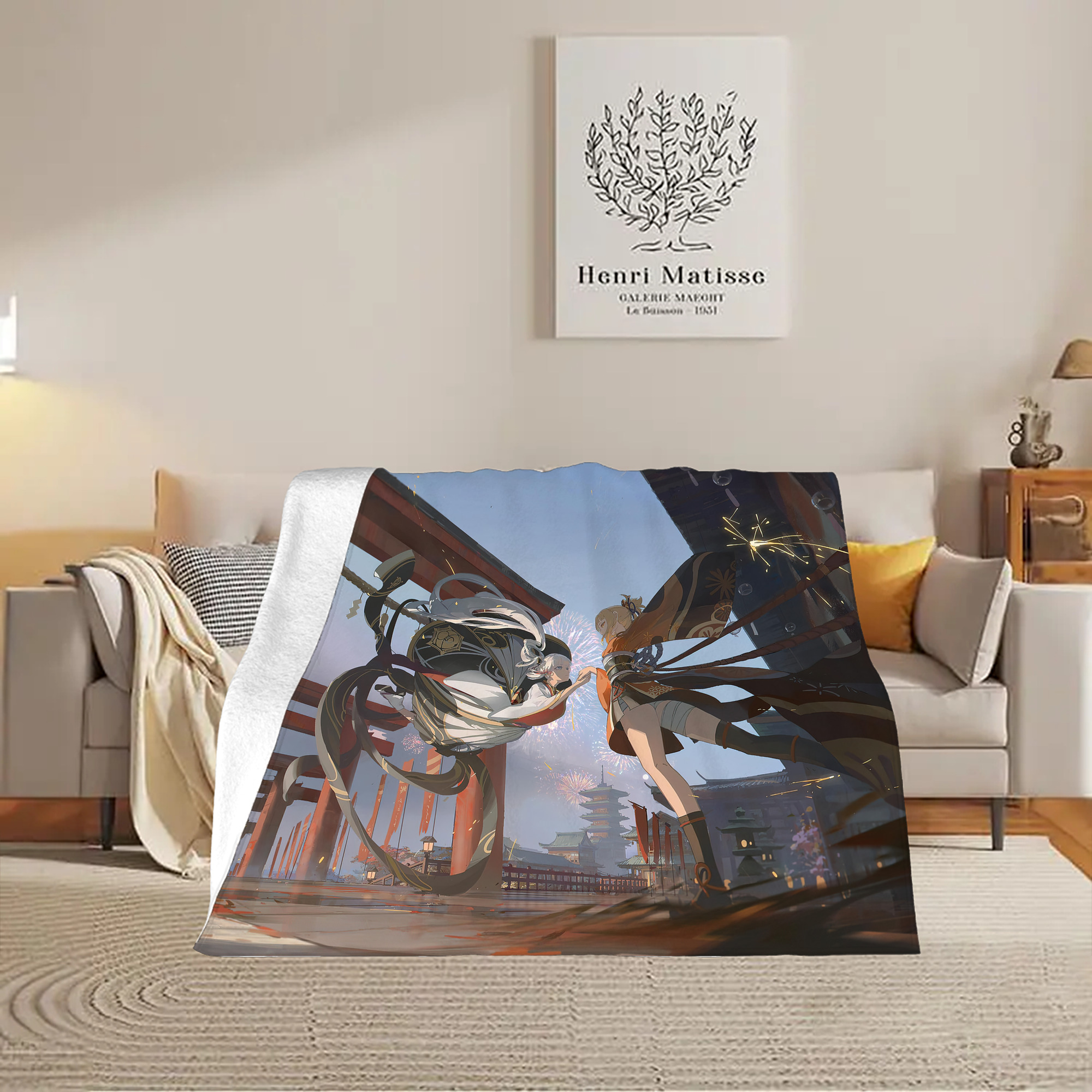 げんし神 genshin フランネルブランケット・多サイズ対応（横型）