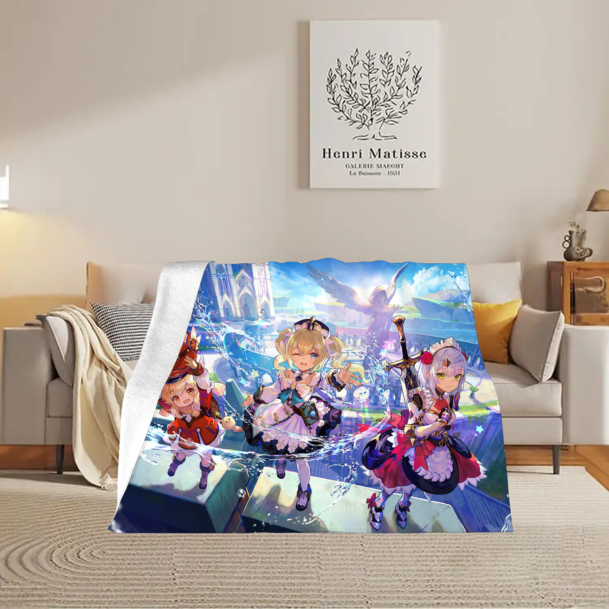 げんし神 genshin フランネルブランケット・多サイズ対応（横型）