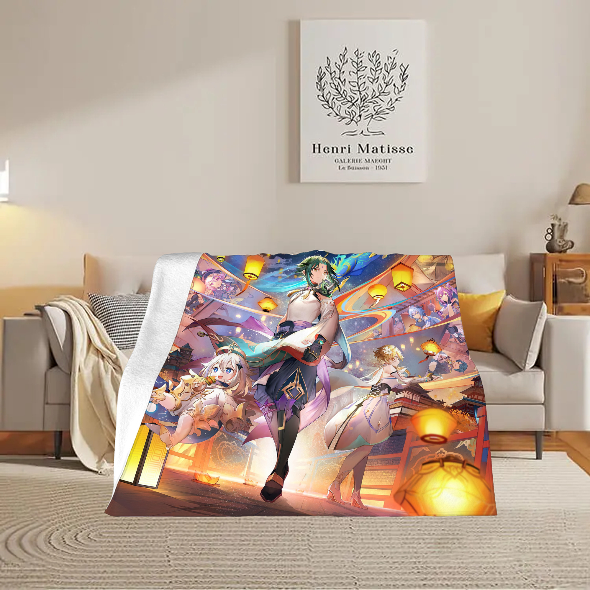 げんし神 genshin フランネルブランケット・多サイズ対応（横型）