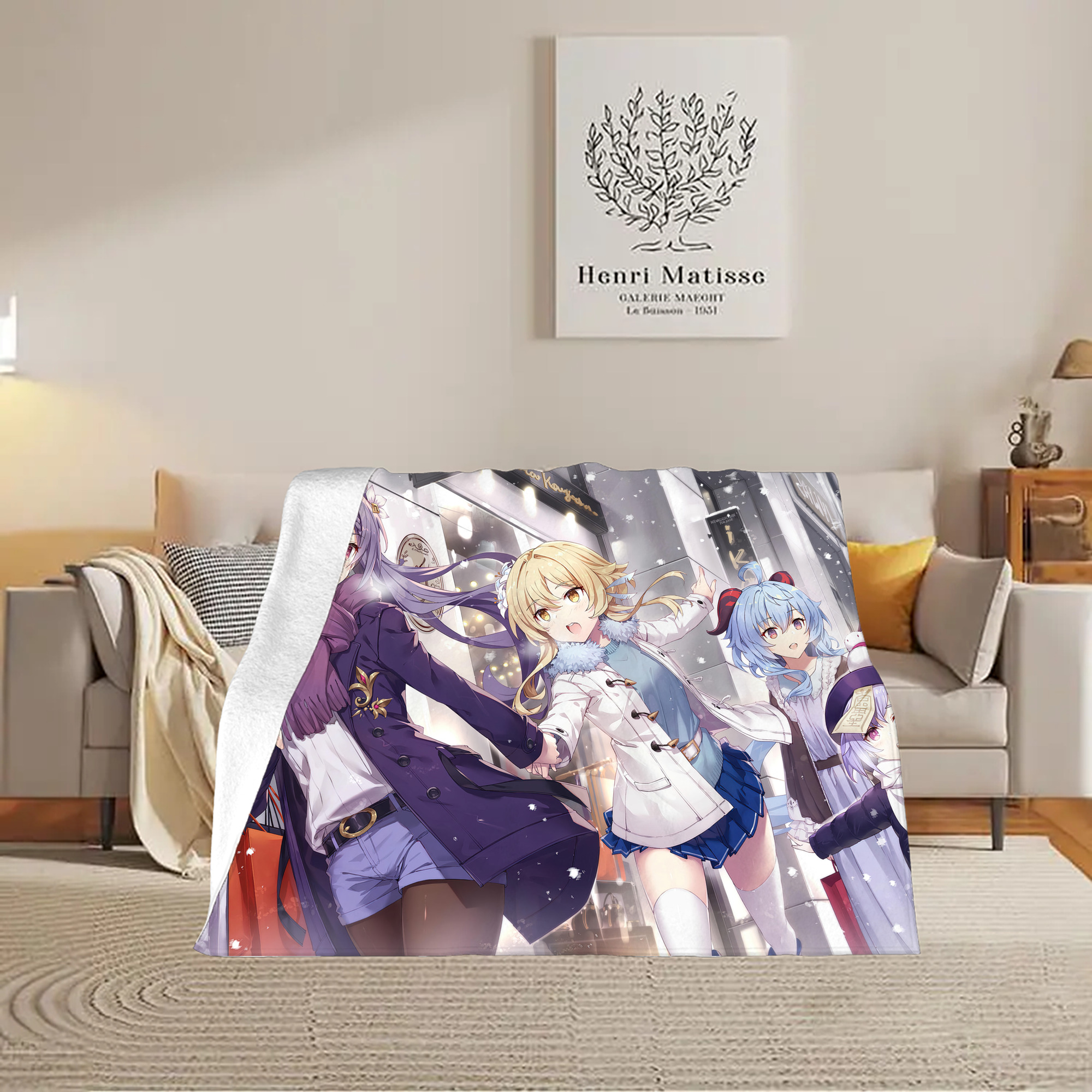 げんし神 genshin フランネルブランケット・多サイズ対応（横型）