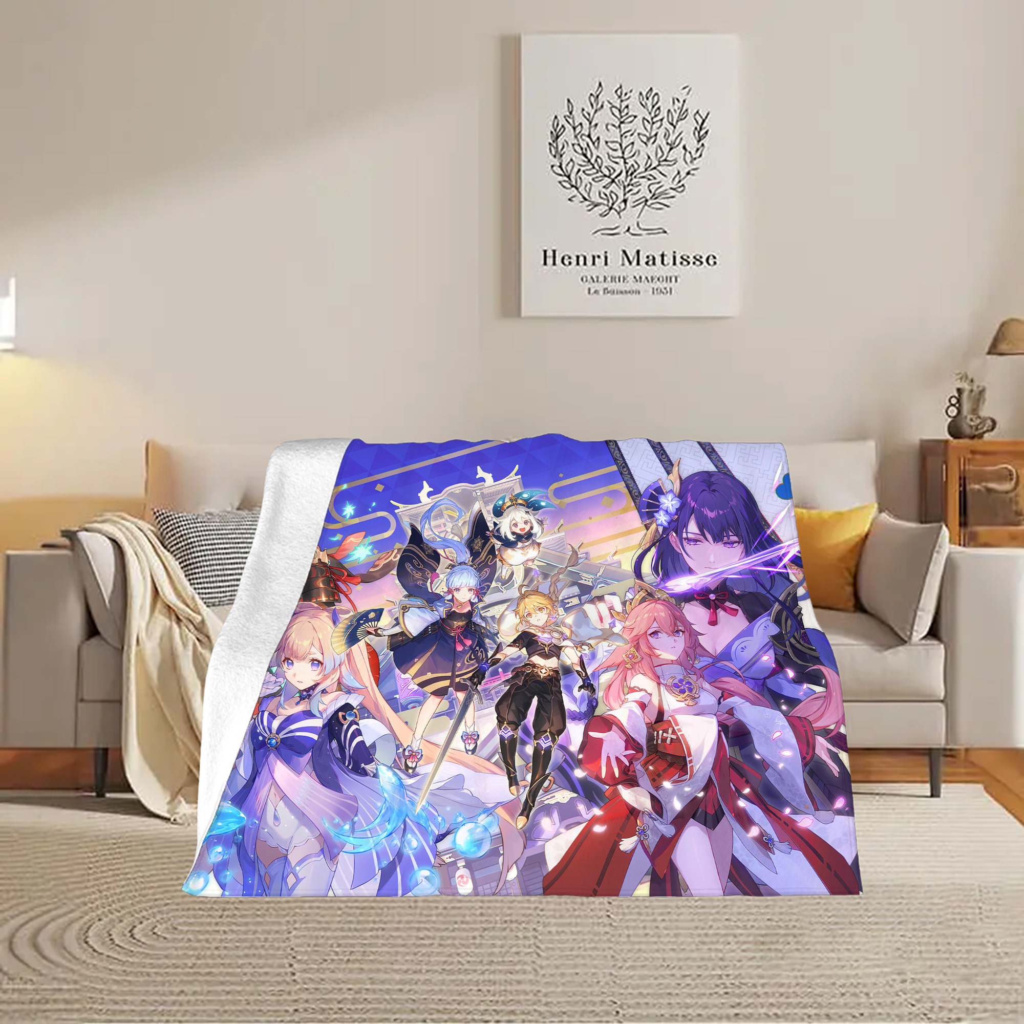 げんし神 genshin フランネルブランケット・多サイズ対応（横型）