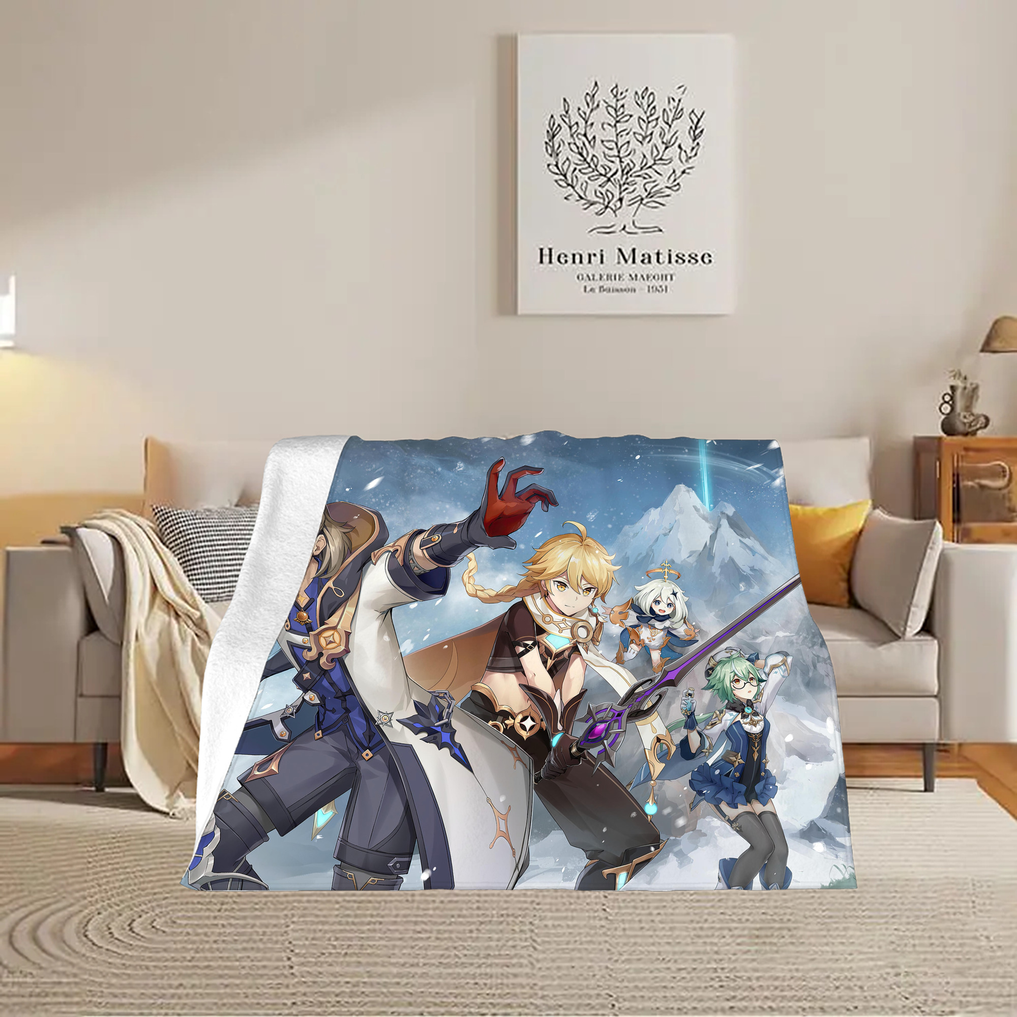 げんし神 genshin フランネルブランケット・多サイズ対応（横型）