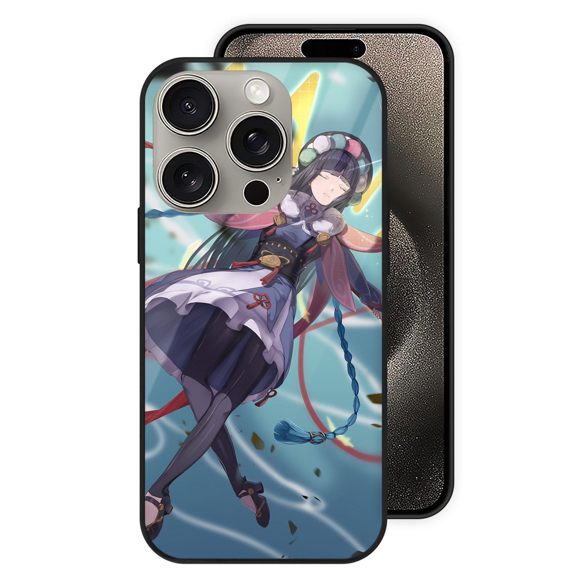 げんし神 genshin 【iPhone15Pro対応】スマホケース 耐衝撃＆黄変防止 背面ガラス