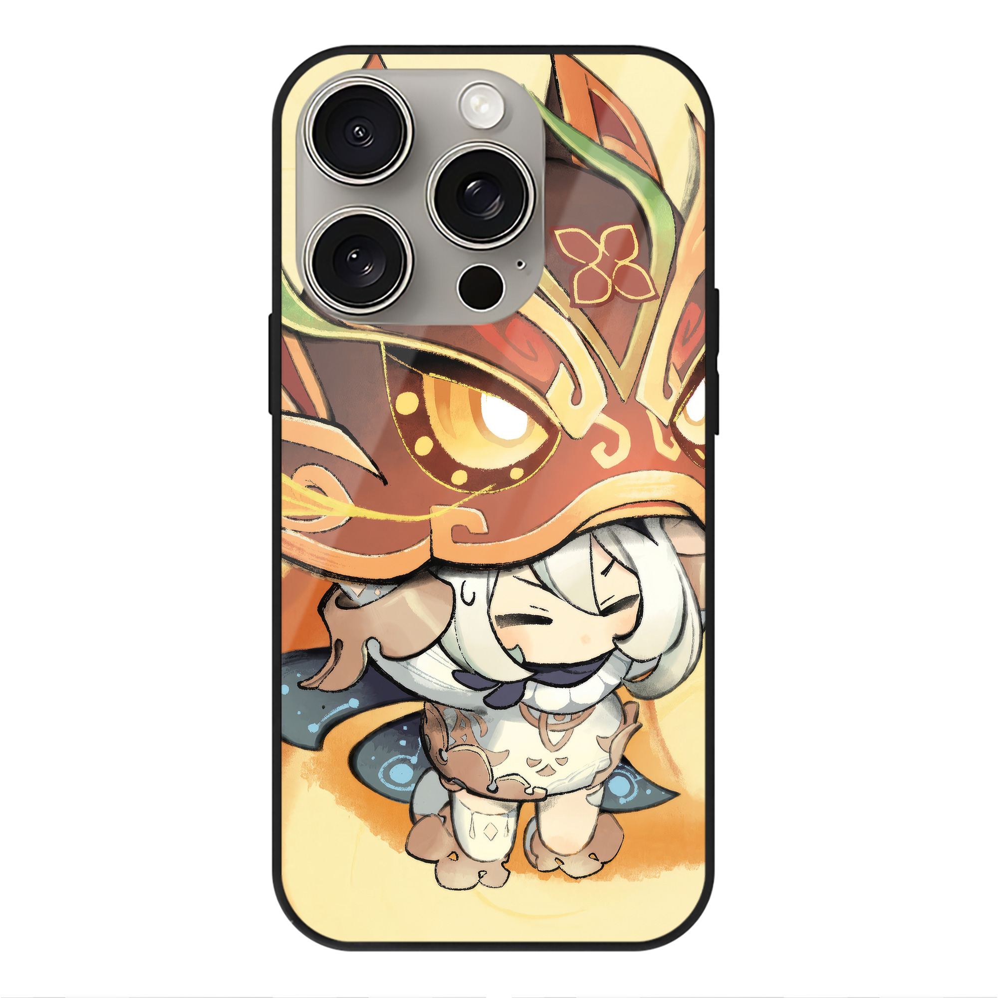 げんし神 genshin 【iPhone15Pro対応】スマホケース 耐衝撃＆黄変防止 背面ガラス
