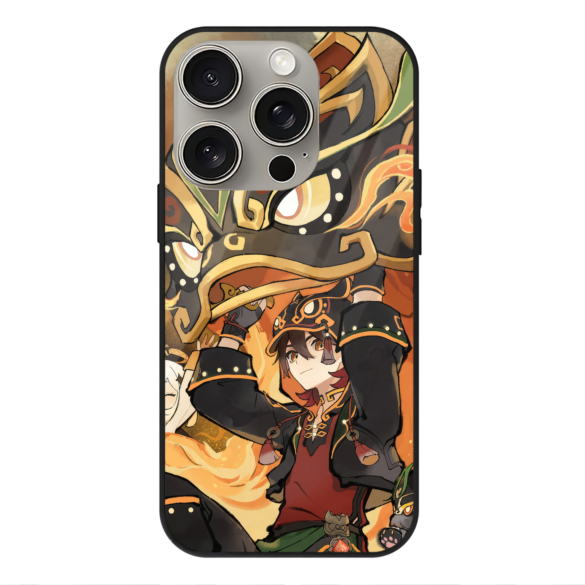 げんし神 genshin 【iPhone15Pro対応】スマホケース 耐衝撃＆黄変防止 背面ガラス