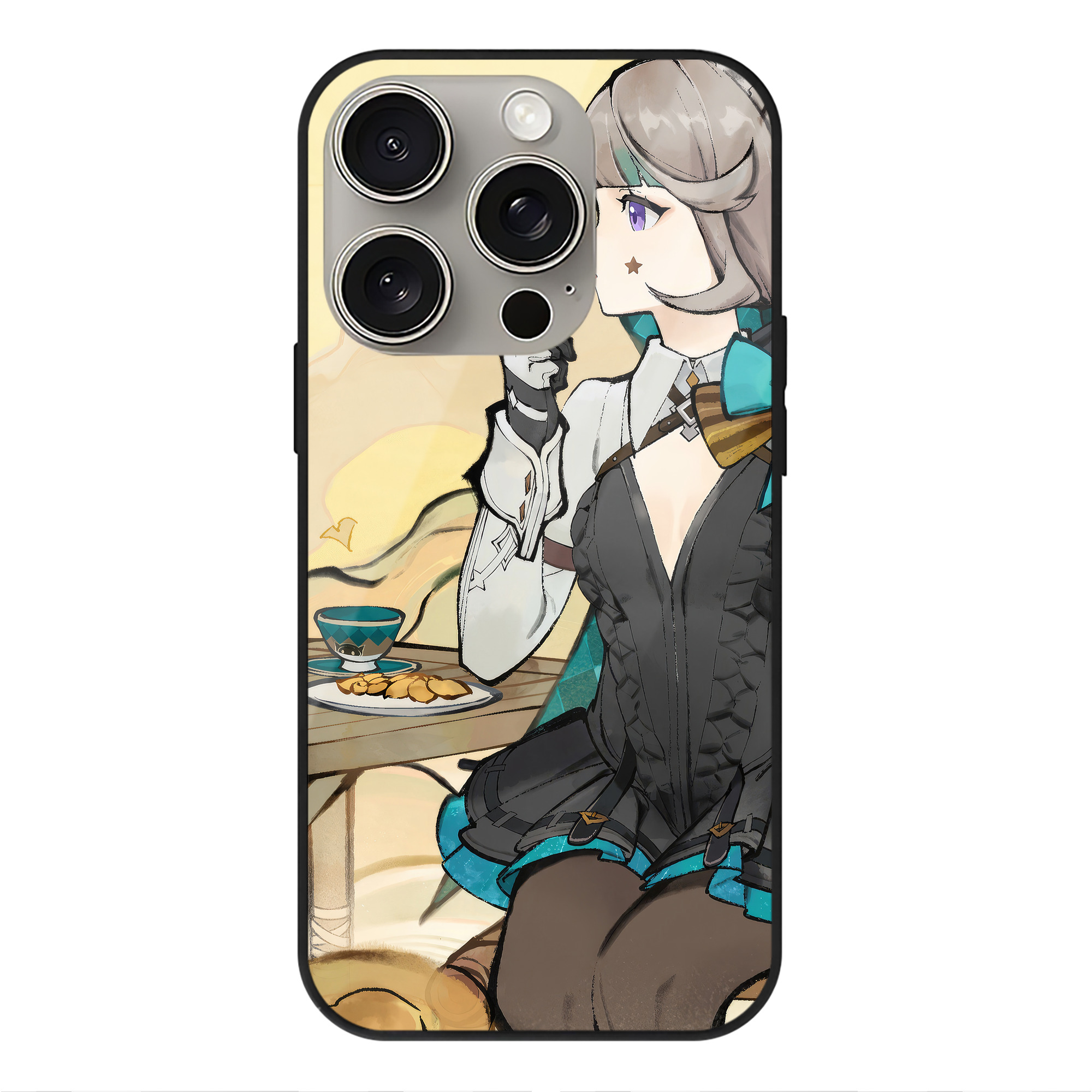 げんし神 genshin 【iPhone15Pro対応】スマホケース 耐衝撃＆黄変防止 背面ガラス