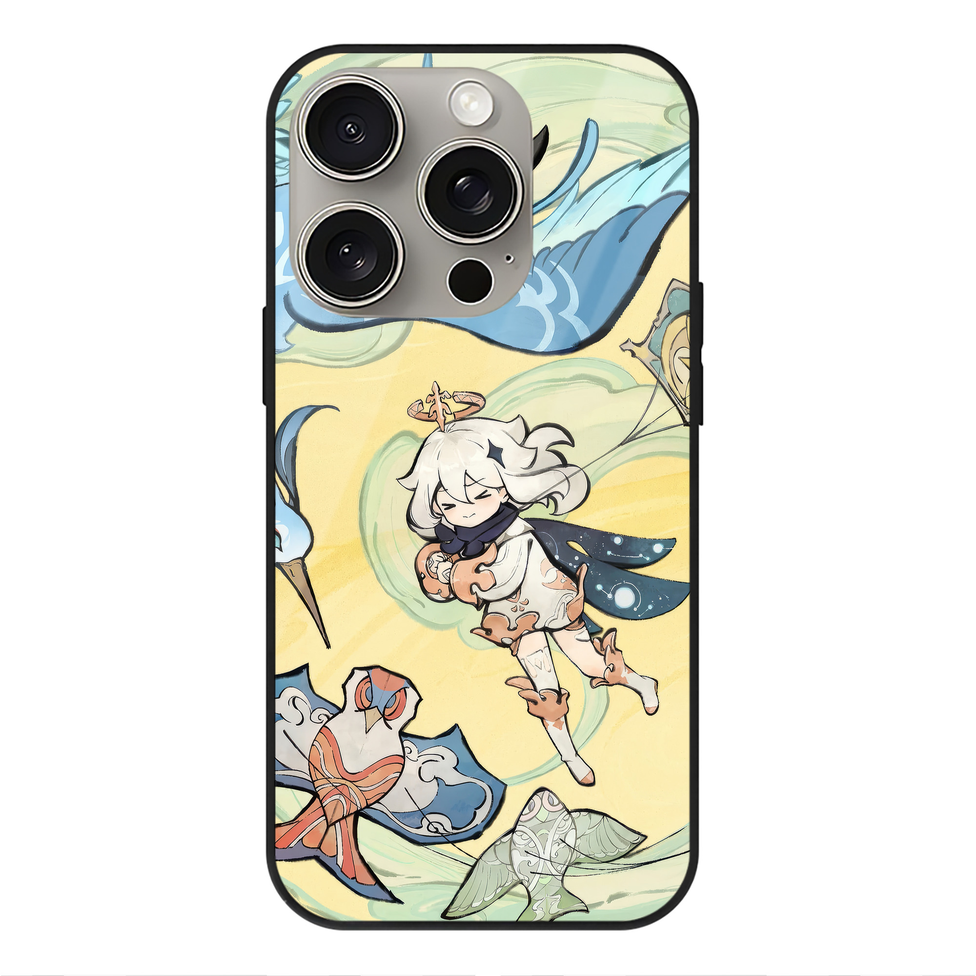 げんし神 genshin 【iPhone15Pro対応】スマホケース 耐衝撃＆黄変防止 背面ガラス