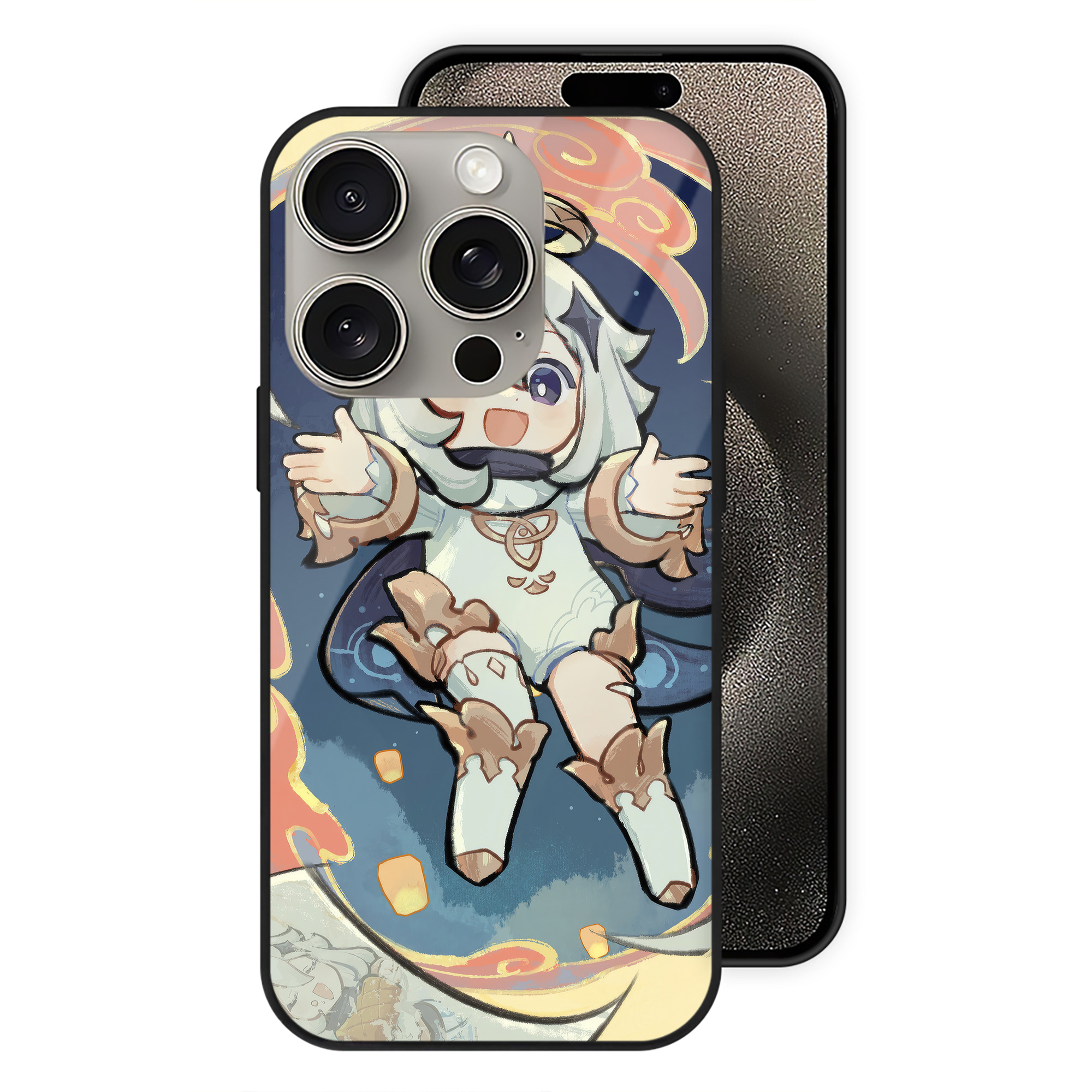 げんし神 genshin 【iPhone15Pro対応】スマホケース 耐衝撃＆黄変防止 背面ガラス