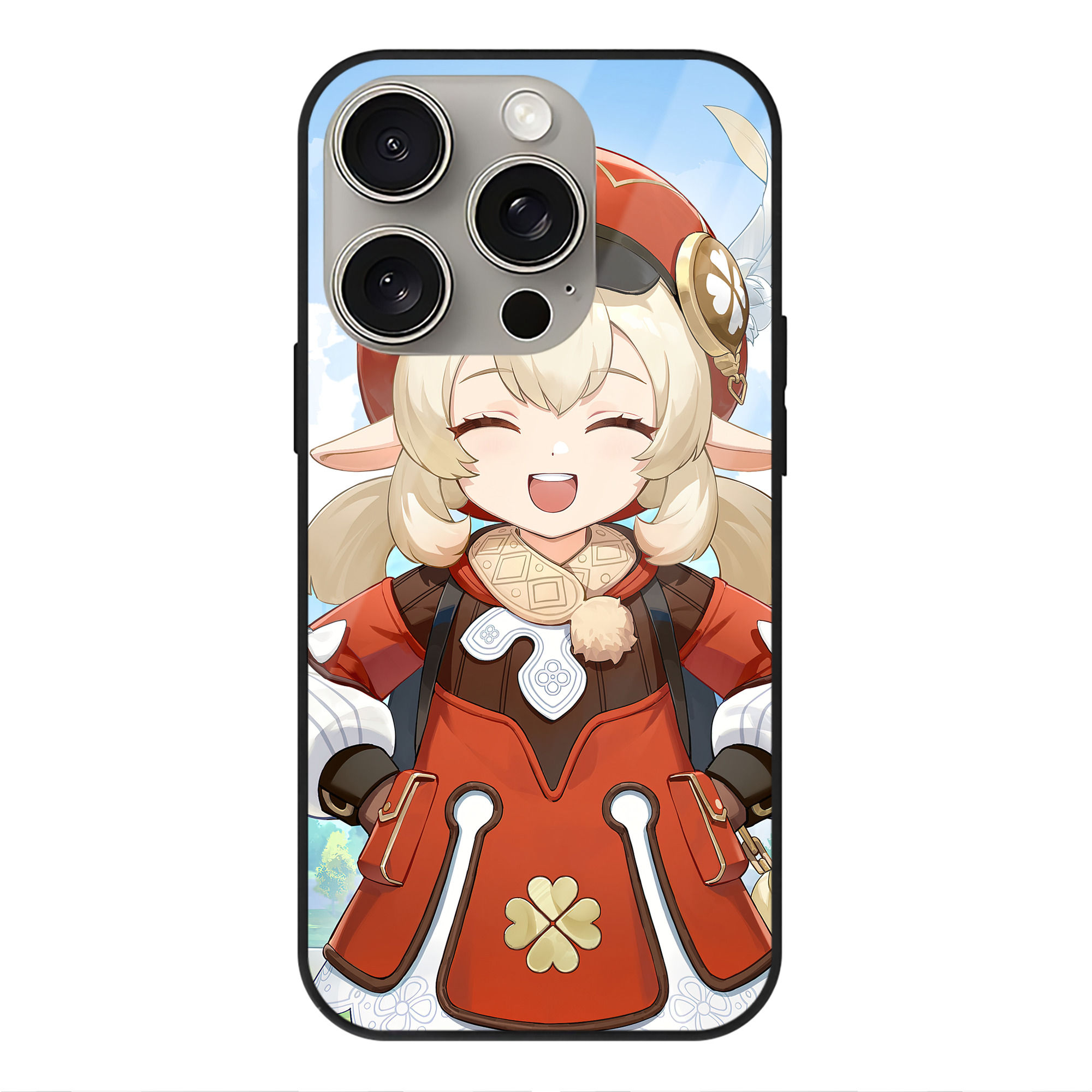 げんし神 genshin 【iPhone15Pro対応】スマホケース 耐衝撃＆黄変防止 背面ガラス