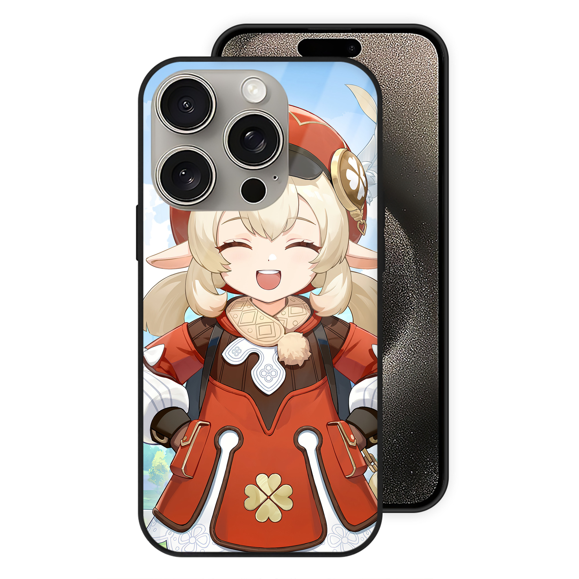 げんし神 genshin 【iPhone15Pro対応】スマホケース 耐衝撃＆黄変防止 背面ガラス