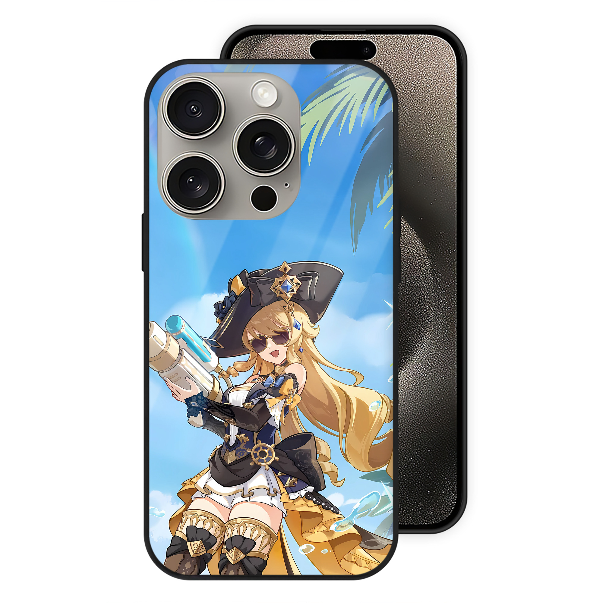 げんし神 genshin 【iPhone15Pro対応】スマホケース 耐衝撃＆黄変防止 背面ガラス