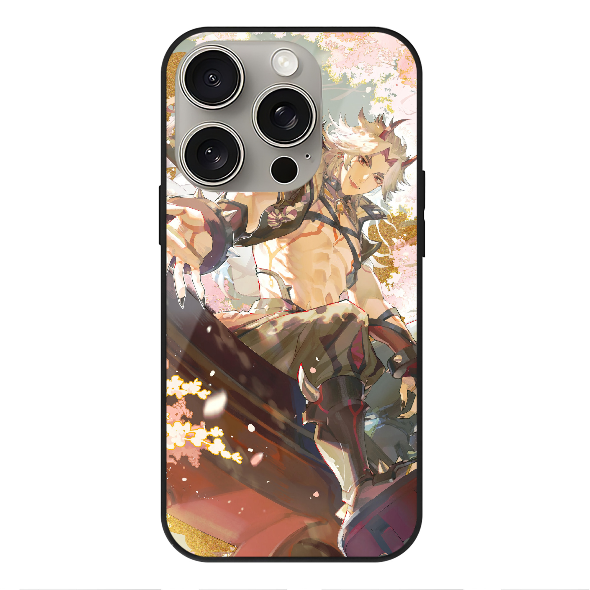 げんし神 genshin 【iPhone15Pro対応】スマホケース 耐衝撃＆黄変防止 背面ガラス