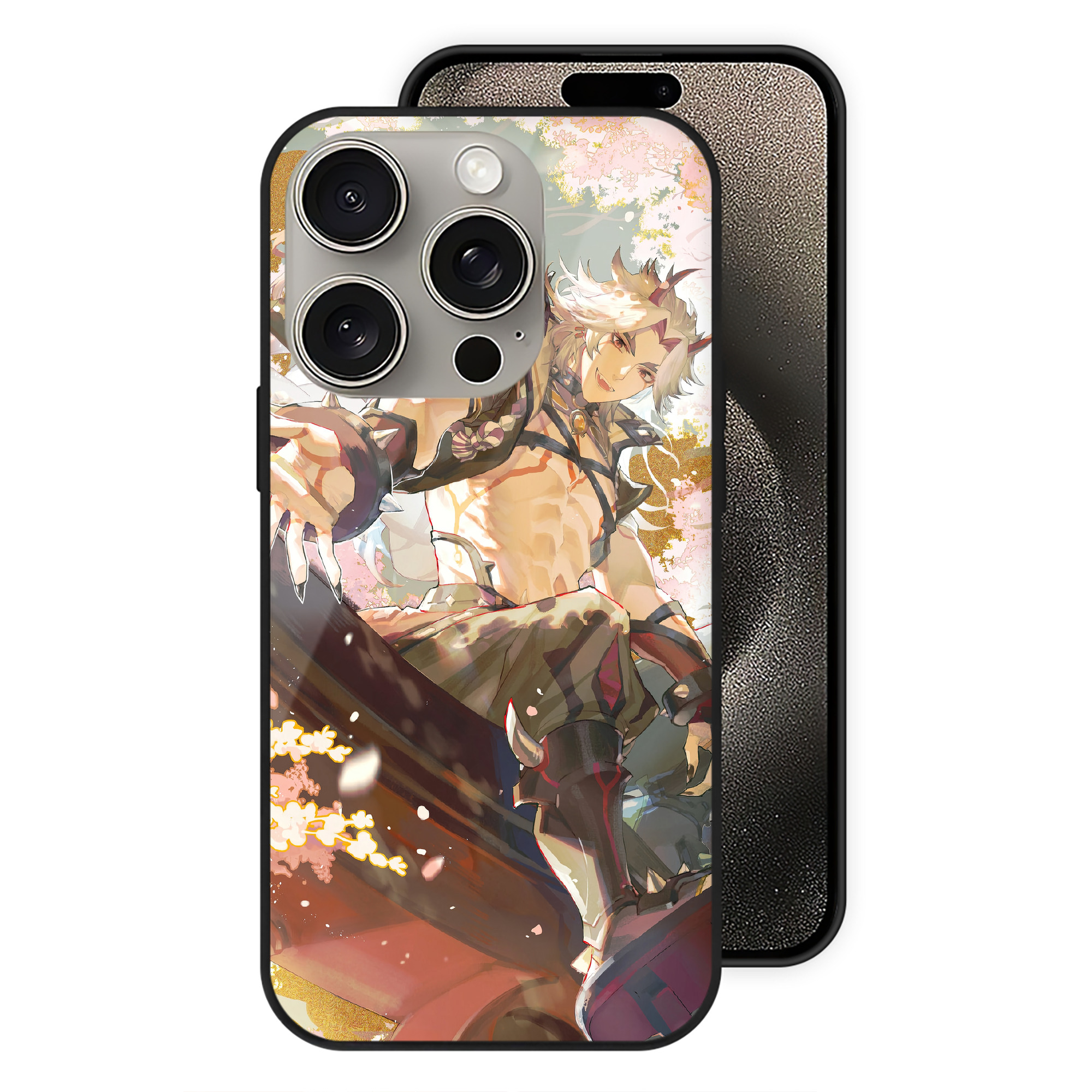 げんし神 genshin 【iPhone15Pro対応】スマホケース 耐衝撃＆黄変防止 背面ガラス