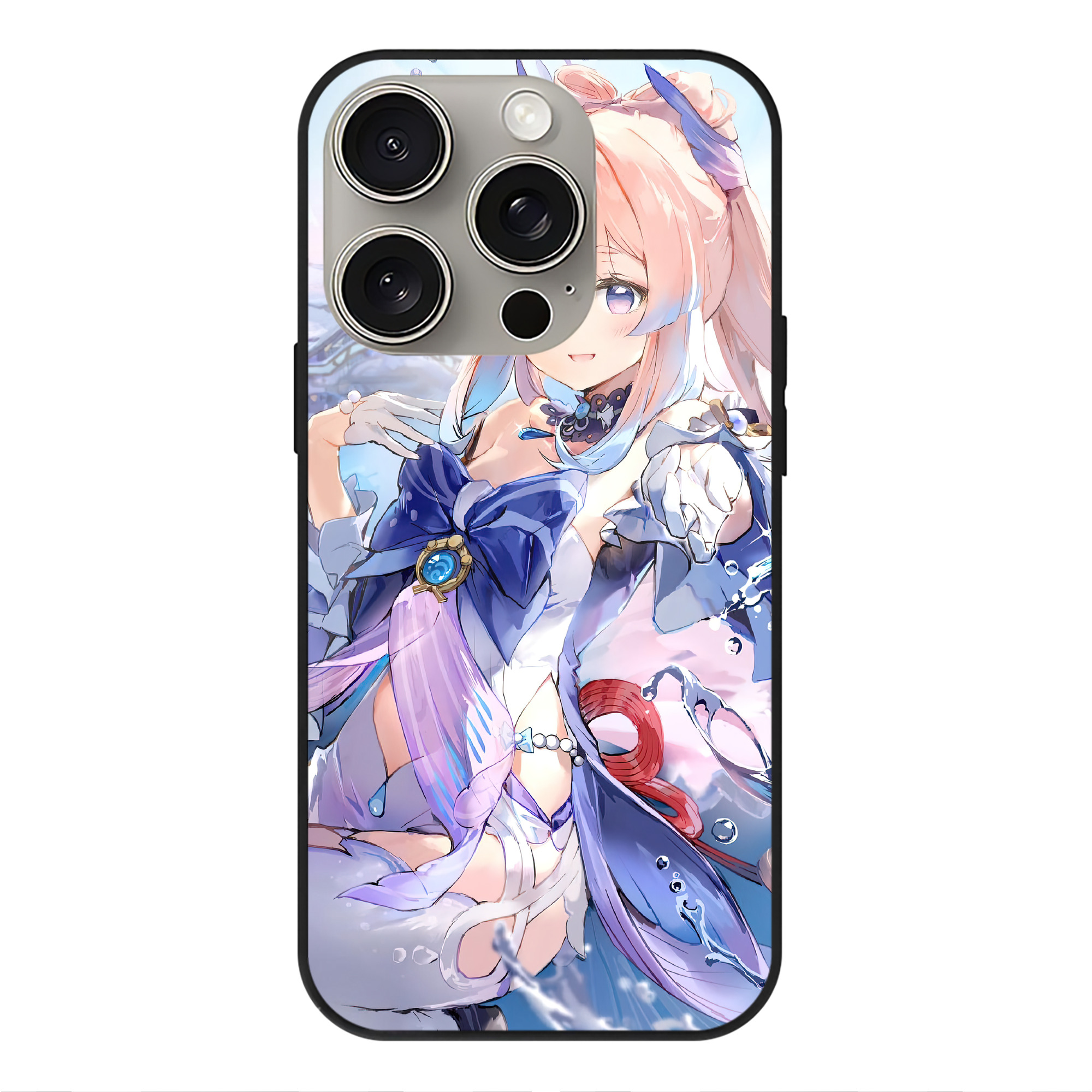 げんし神 genshin 【iPhone15Pro対応】スマホケース 耐衝撃＆黄変防止 背面ガラス