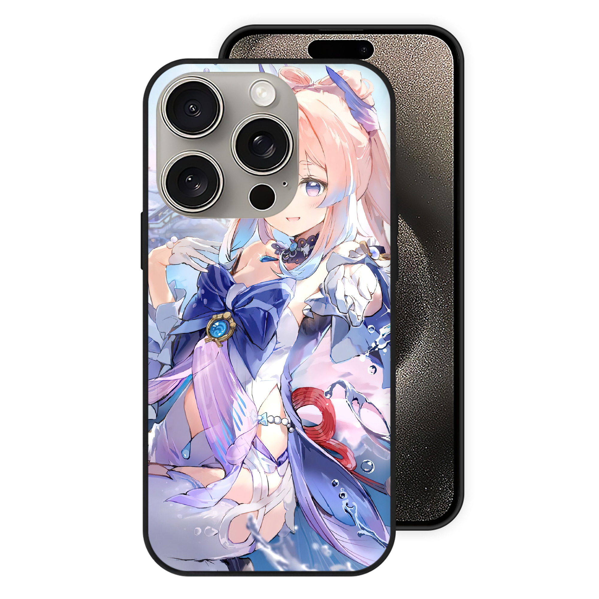 げんし神 genshin 【iPhone15Pro対応】スマホケース 耐衝撃＆黄変防止 背面ガラス