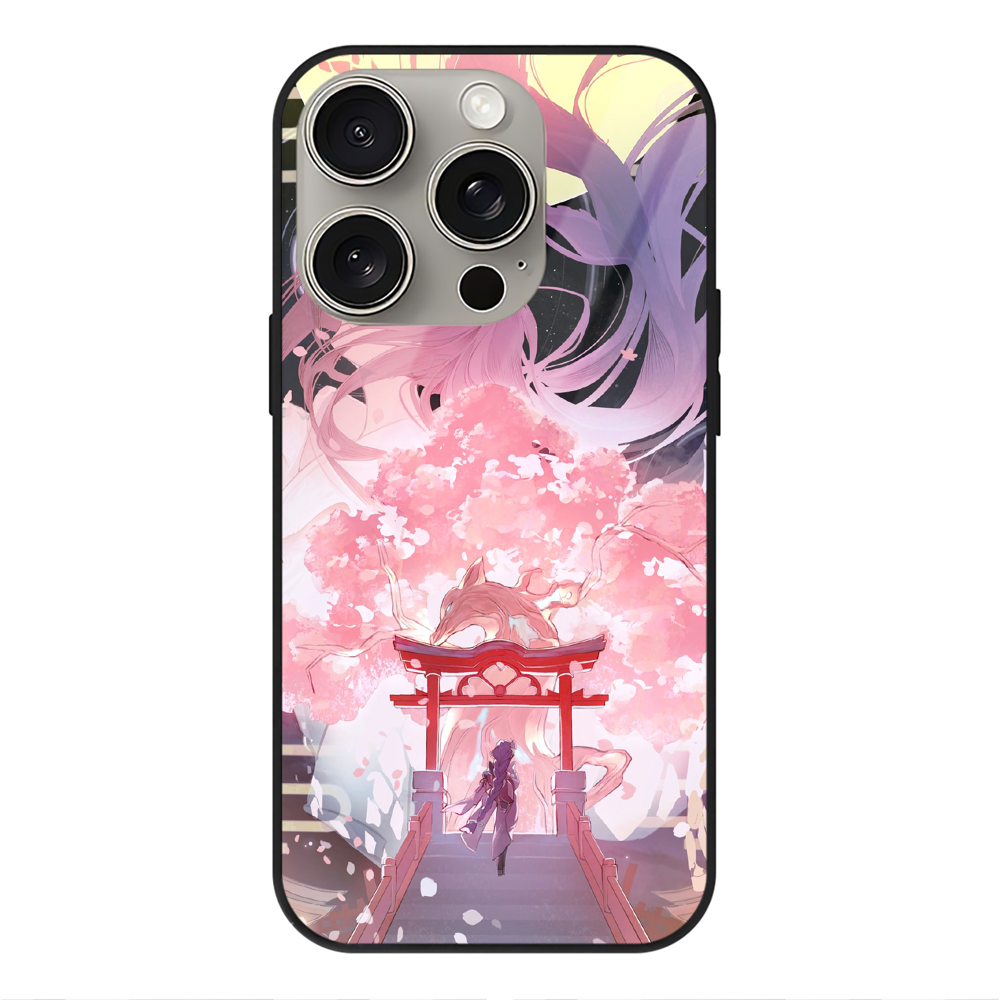 げんし神 genshin 【iPhone15Pro対応】スマホケース 耐衝撃＆黄変防止 背面ガラス