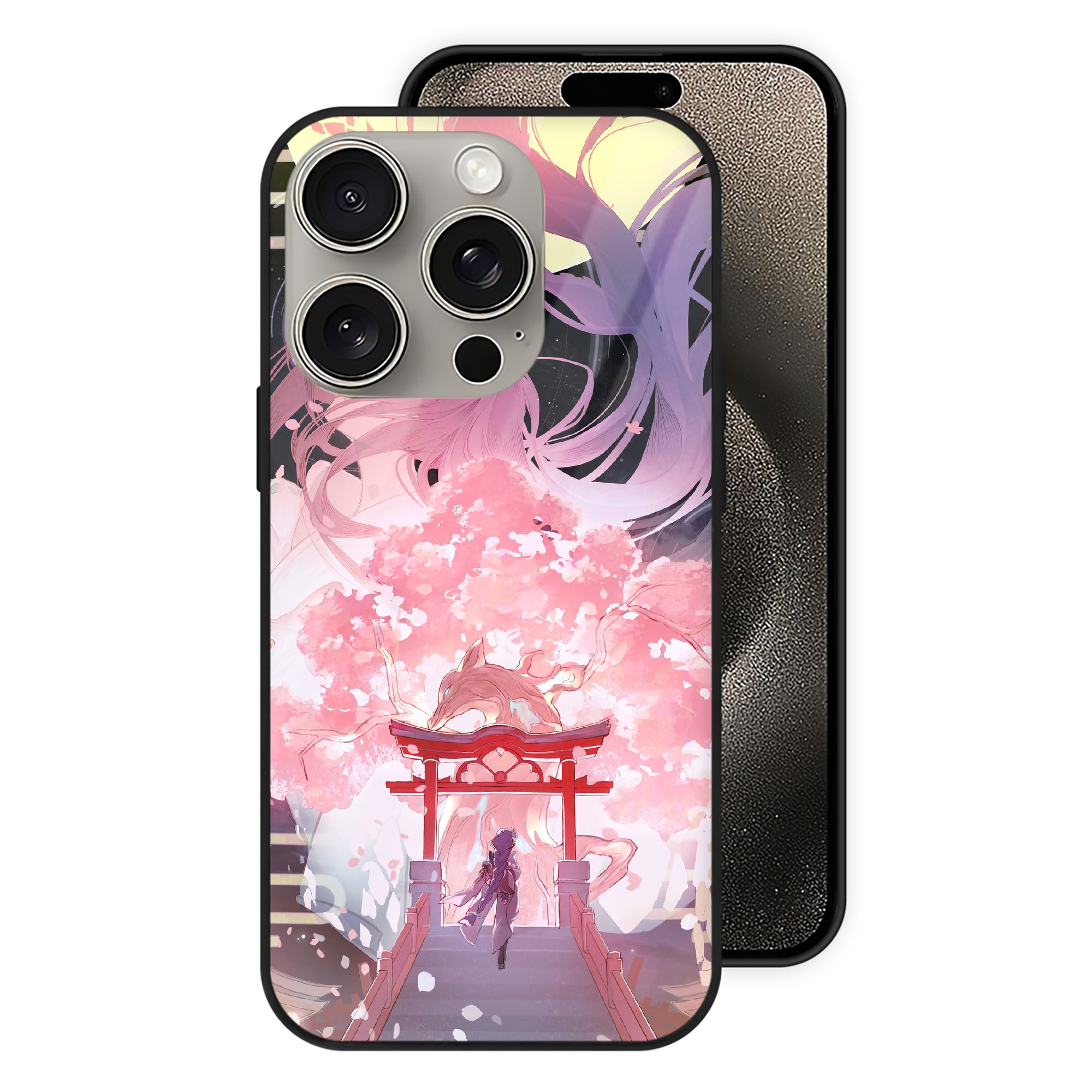 げんし神 genshin 【iPhone15Pro対応】スマホケース 耐衝撃＆黄変防止 背面ガラス