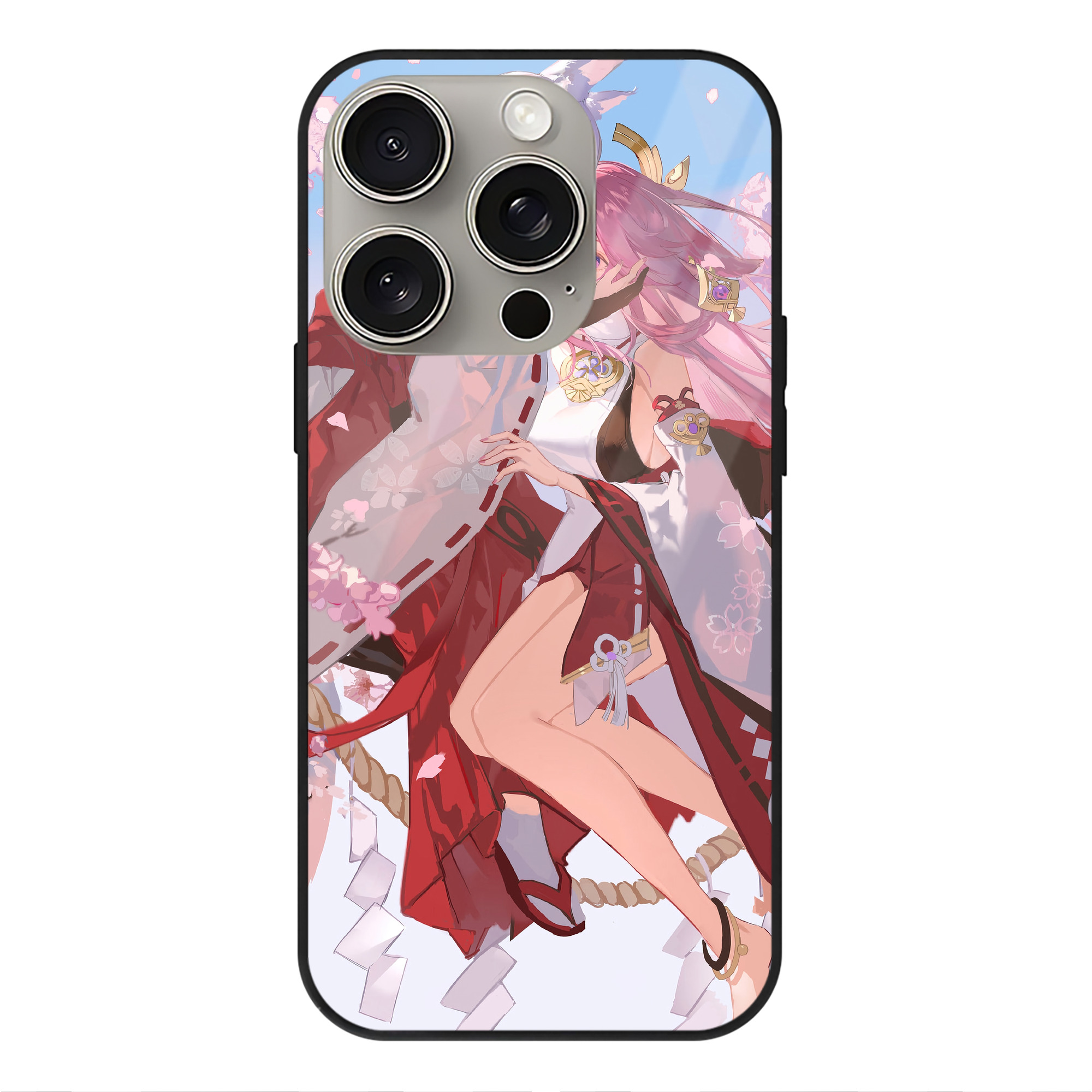 げんし神 genshin 【iPhone15Pro対応】スマホケース 耐衝撃＆黄変防止 背面ガラス