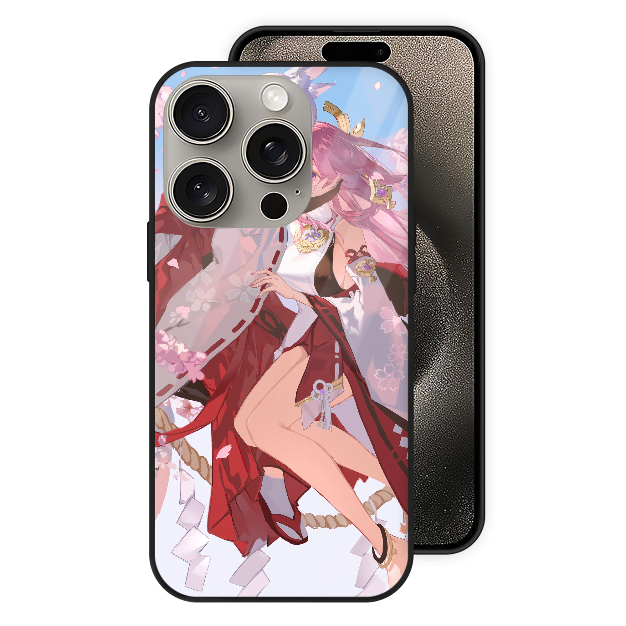 げんし神 genshin 【iPhone15Pro対応】スマホケース 耐衝撃＆黄変防止 背面ガラス