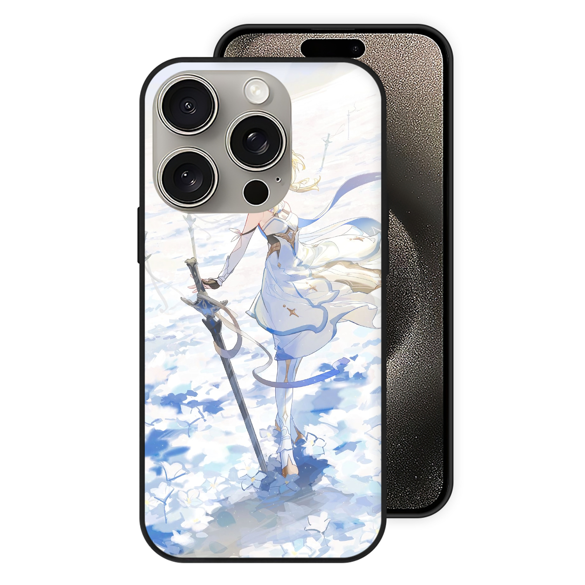 げんし神 genshin 【iPhone15Pro対応】スマホケース 耐衝撃＆黄変防止 背面ガラス