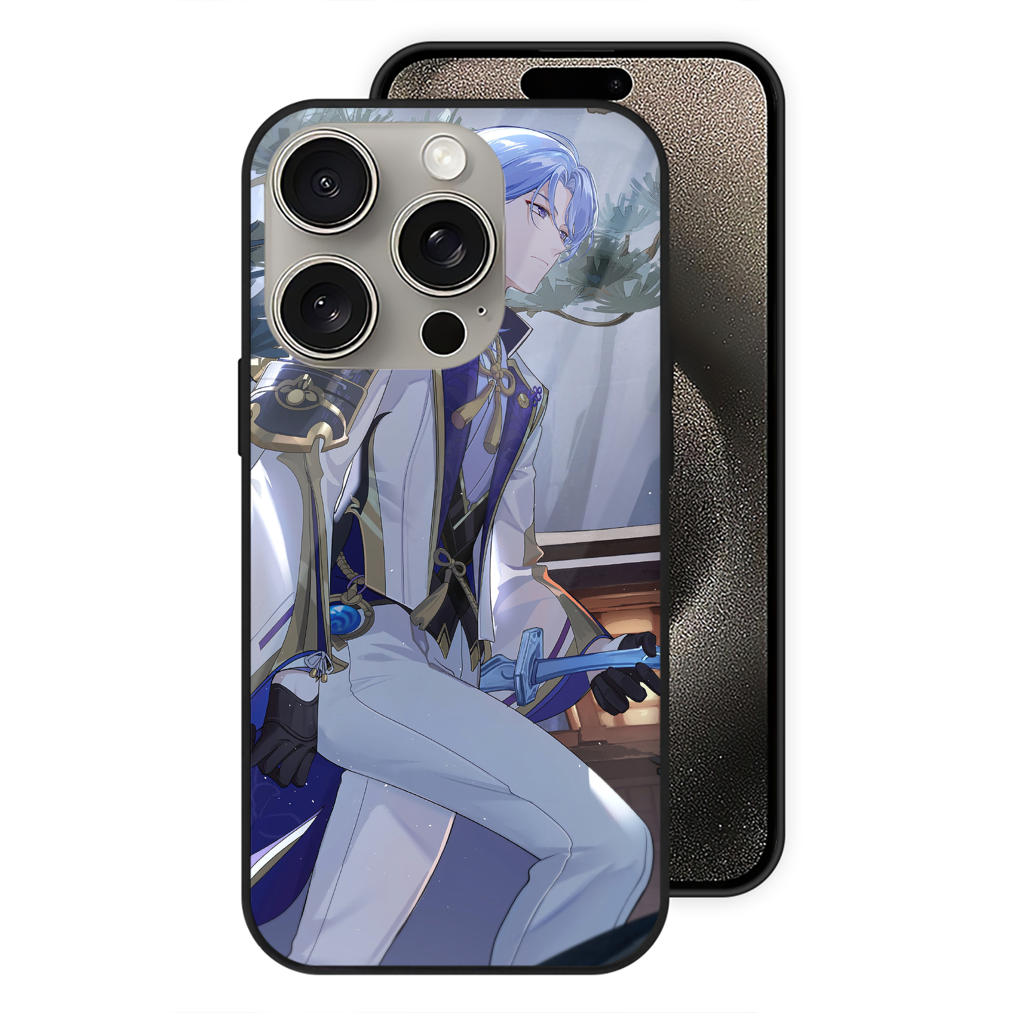 げんし神 genshin 【iPhone15Pro対応】スマホケース 耐衝撃＆黄変防止 背面ガラス