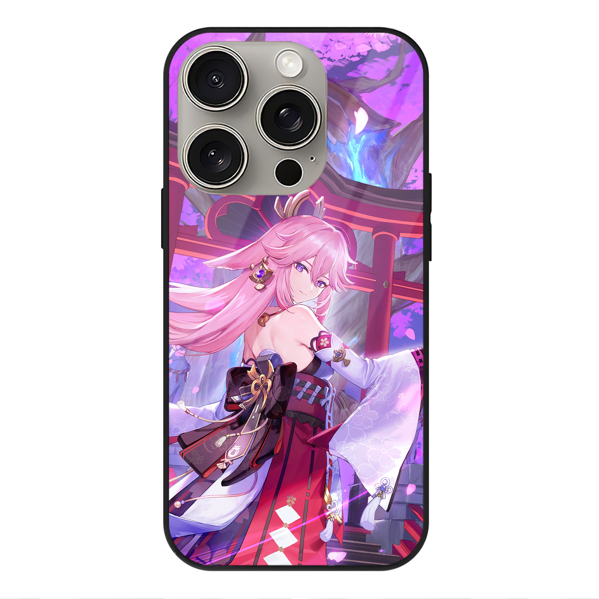 げんし神 genshin 【iPhone15Pro対応】スマホケース 耐衝撃＆黄変防止 背面ガラス