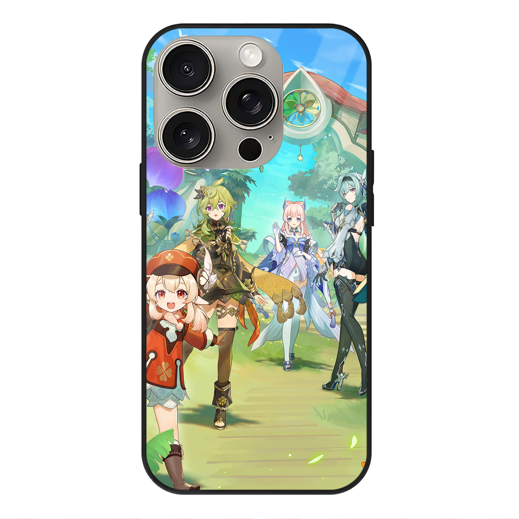 げんし神 genshin 【iPhone15Pro対応】スマホケース 耐衝撃＆黄変防止 背面ガラス