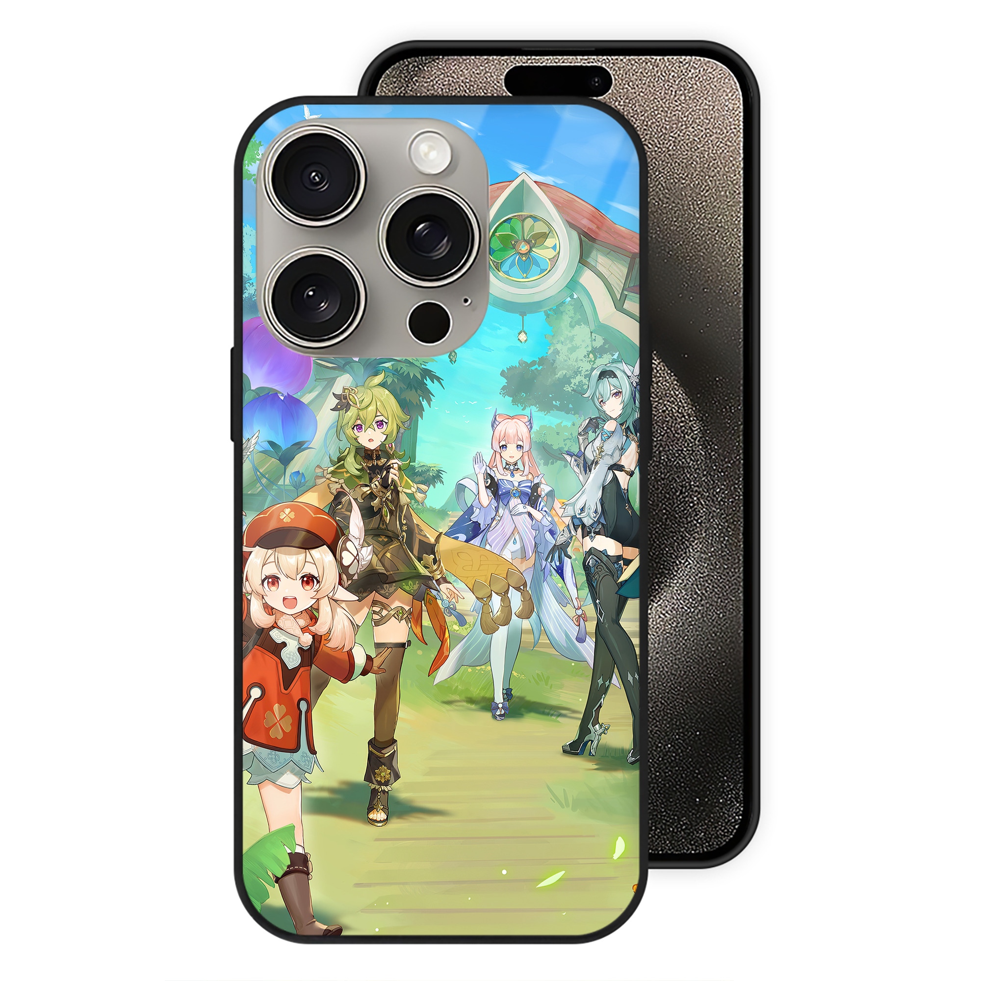 げんし神 genshin 【iPhone15Pro対応】スマホケース 耐衝撃＆黄変防止 背面ガラス