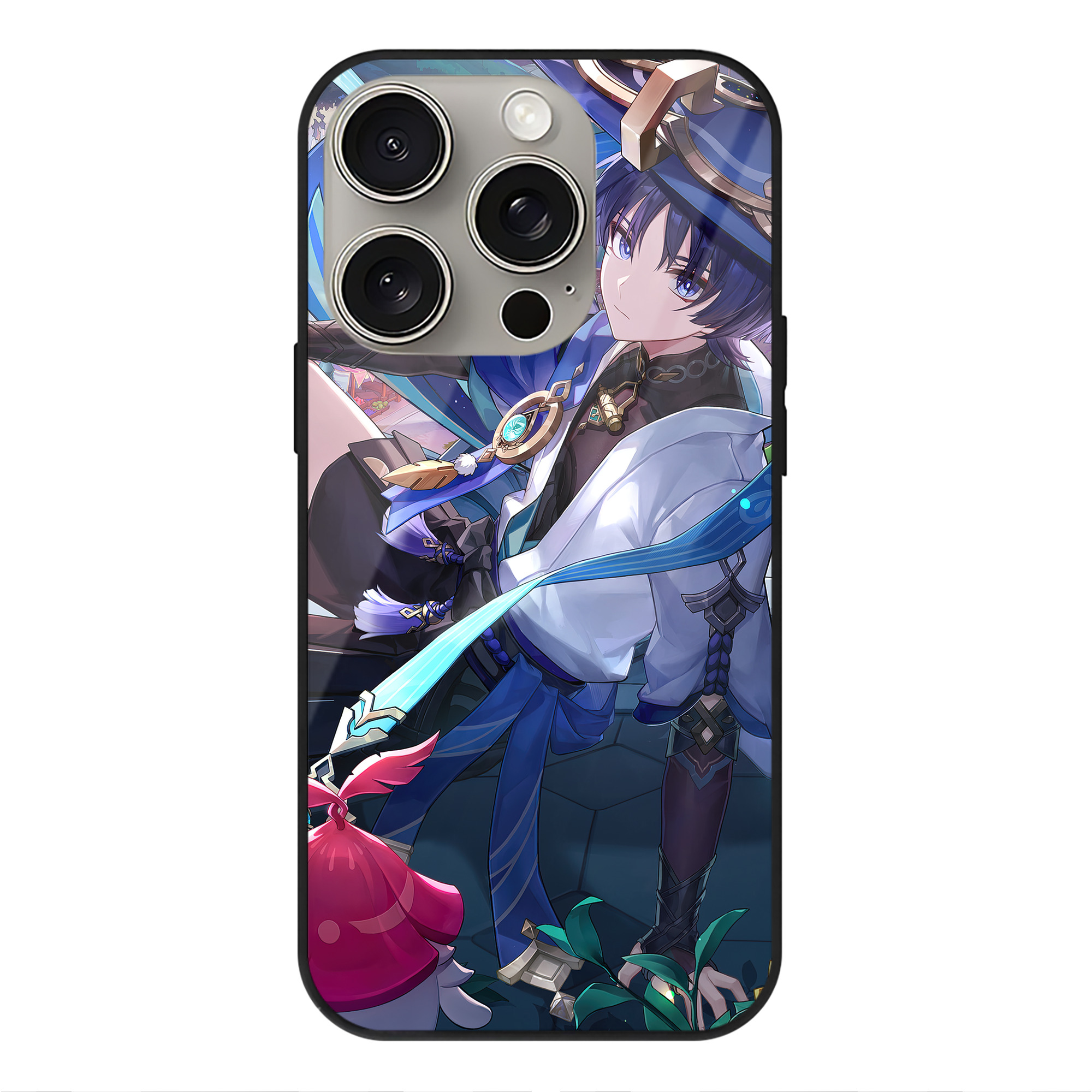 げんし神 genshin 【iPhone15Pro対応】スマホケース 耐衝撃＆黄変防止 背面ガラス