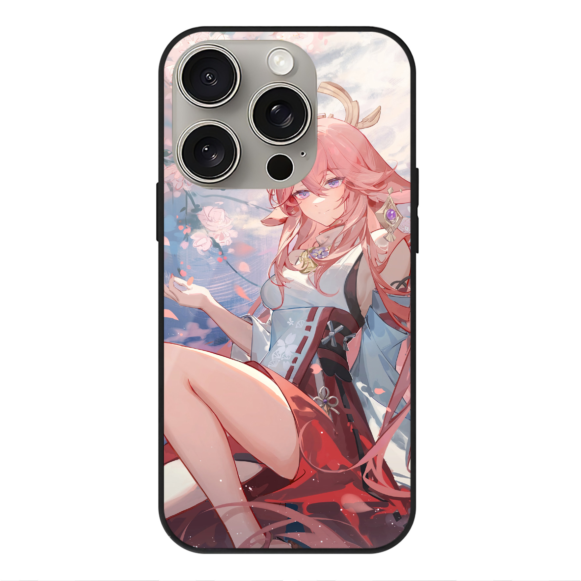 げんし神 genshin 【iPhone15Pro対応】スマホケース 耐衝撃＆黄変防止 背面ガラス