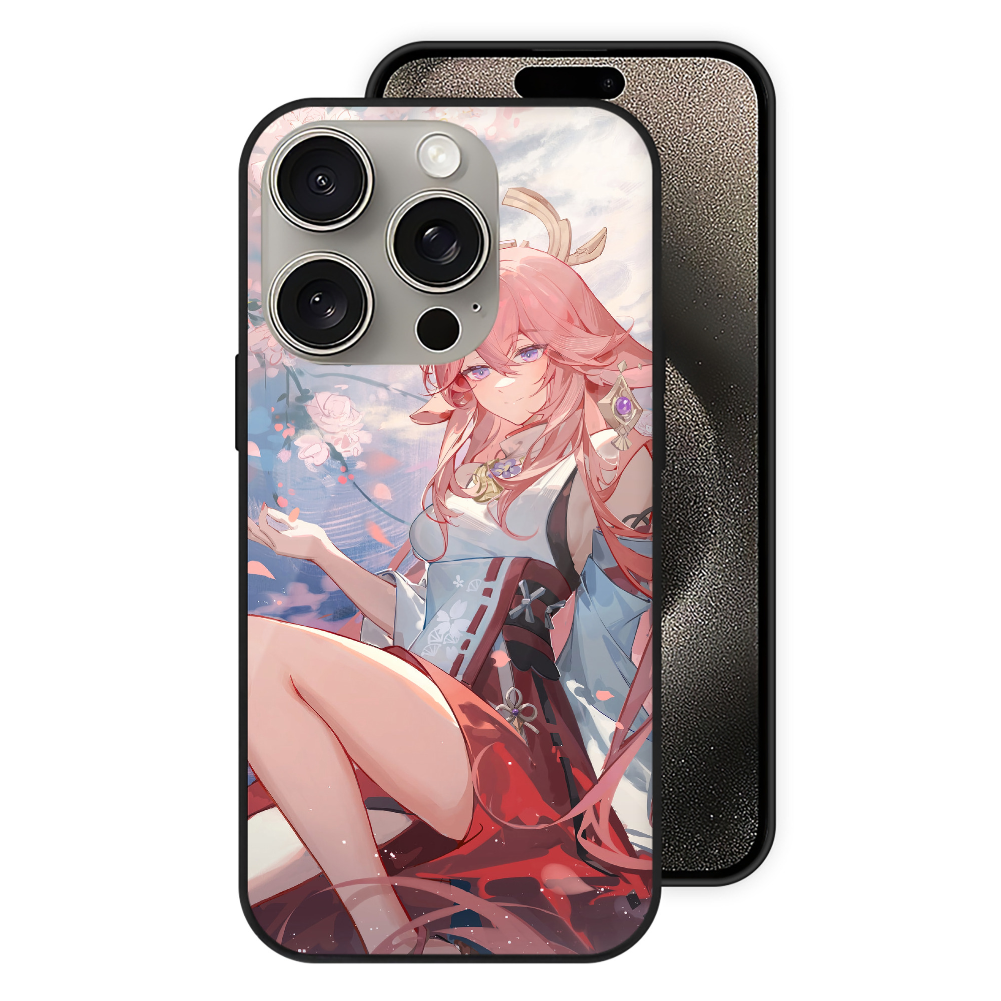 げんし神 genshin 【iPhone15Pro対応】スマホケース 耐衝撃＆黄変防止 背面ガラス
