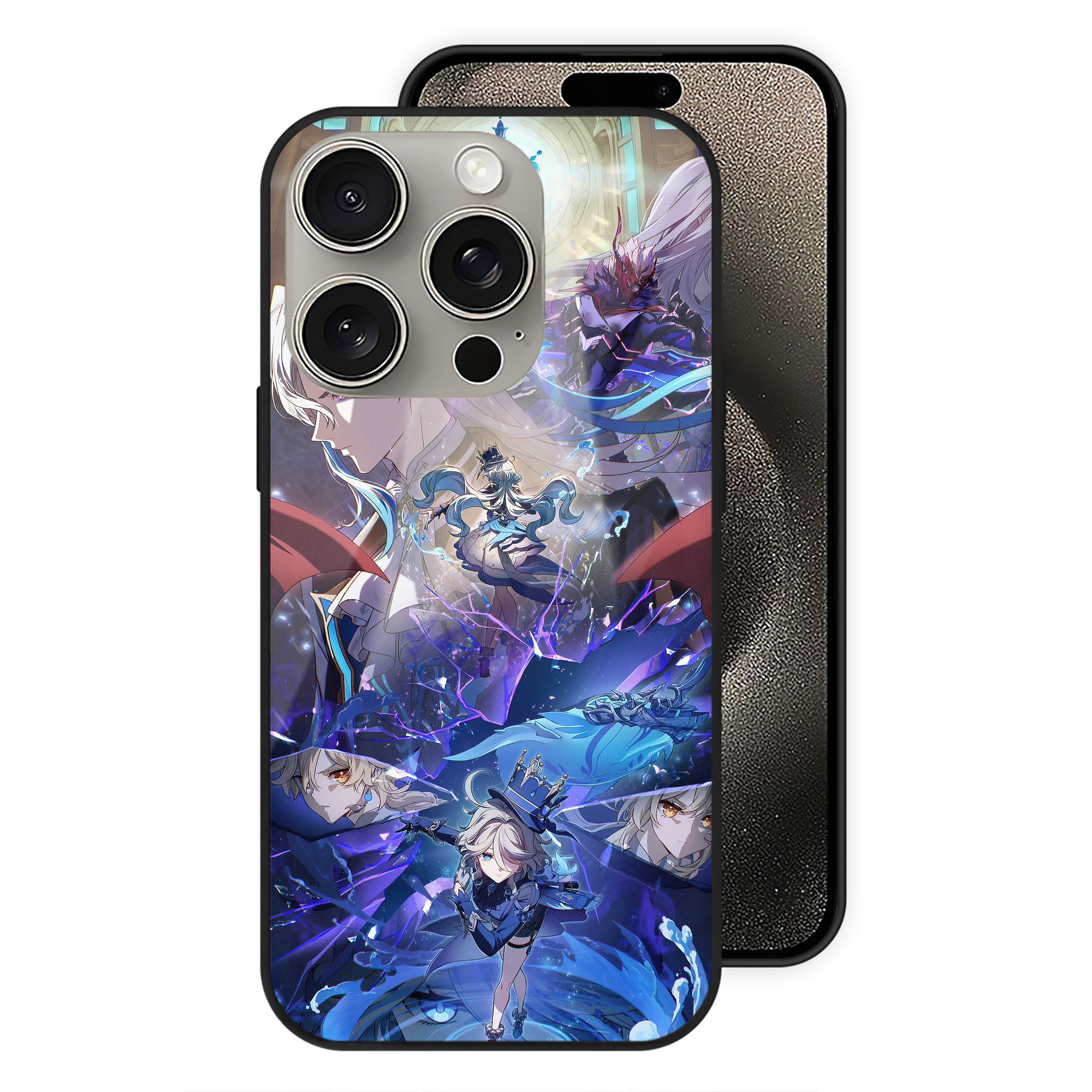 げんし神 genshin 【iPhone15Pro対応】スマホケース 耐衝撃＆黄変防止 背面ガラス