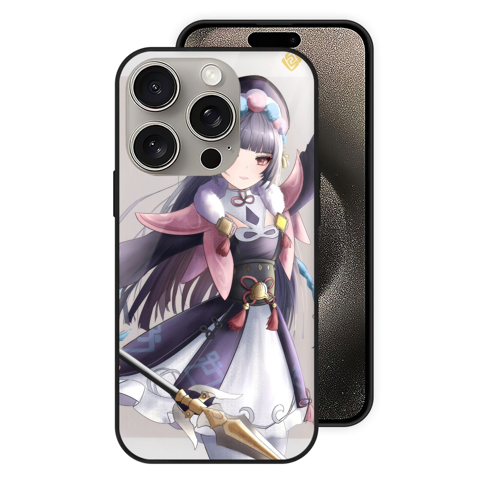 げんし神 genshin 【iPhone15Pro対応】スマホケース 耐衝撃＆黄変防止 背面ガラス