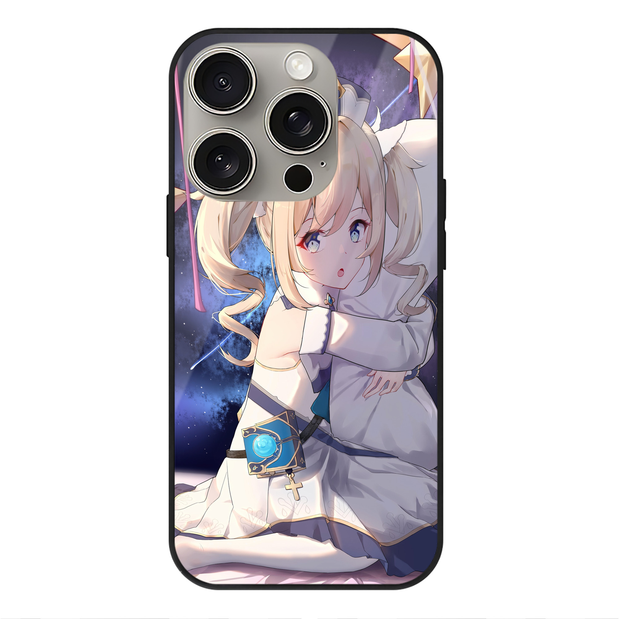 げんし神 genshin 【iPhone15Pro対応】スマホケース 耐衝撃＆黄変防止 背面ガラス