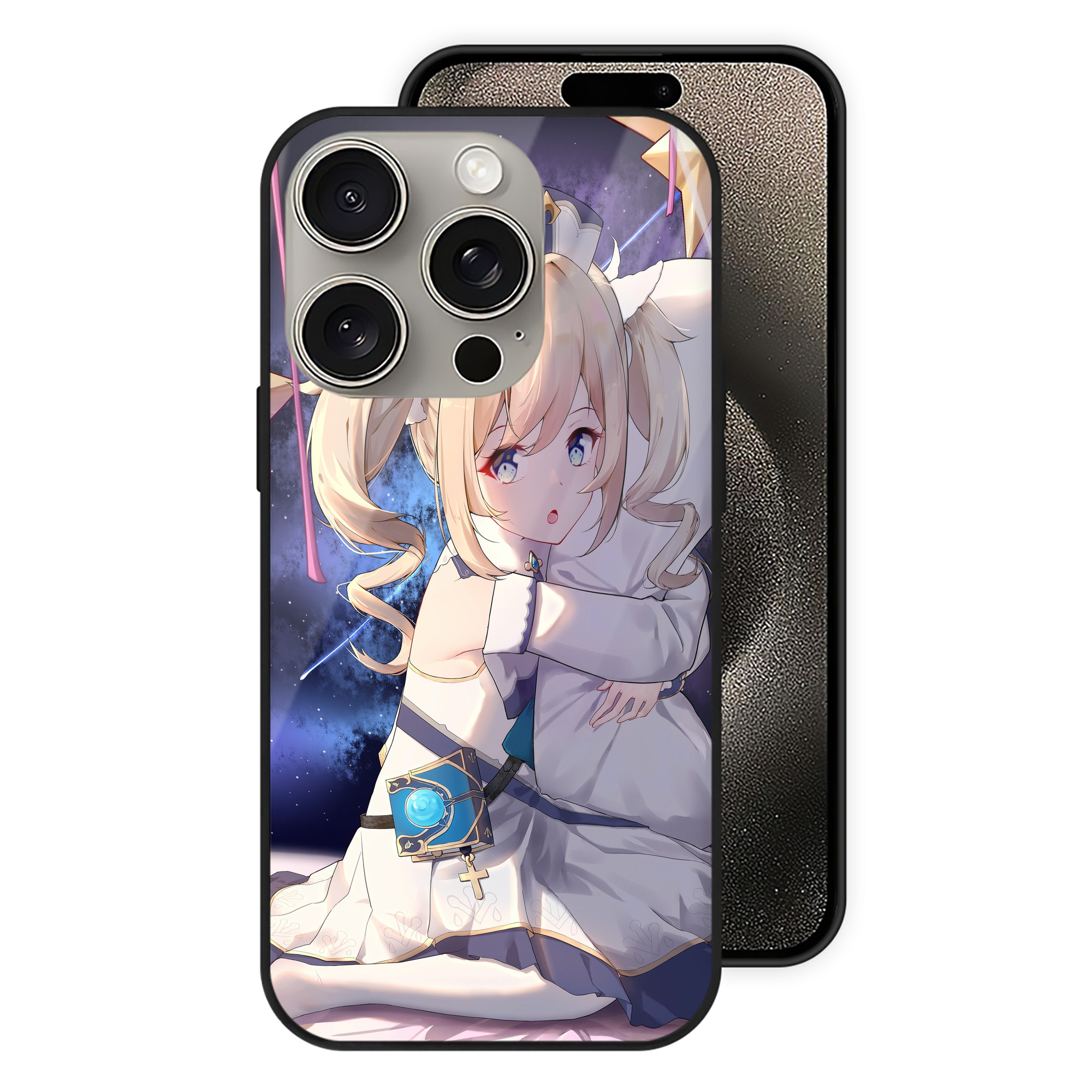 げんし神 genshin 【iPhone15Pro対応】スマホケース 耐衝撃＆黄変防止 背面ガラス