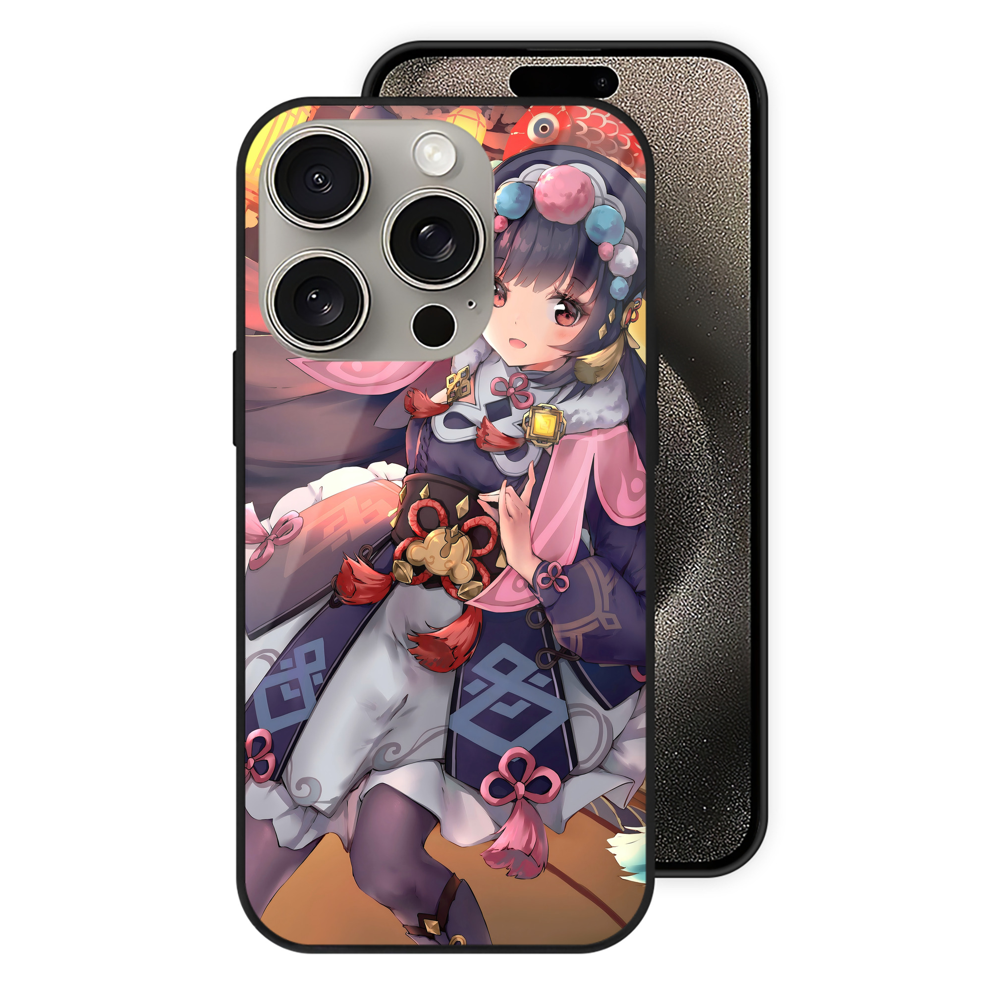 げんし神 genshin 【iPhone15Pro対応】スマホケース 耐衝撃＆黄変防止 背面ガラス