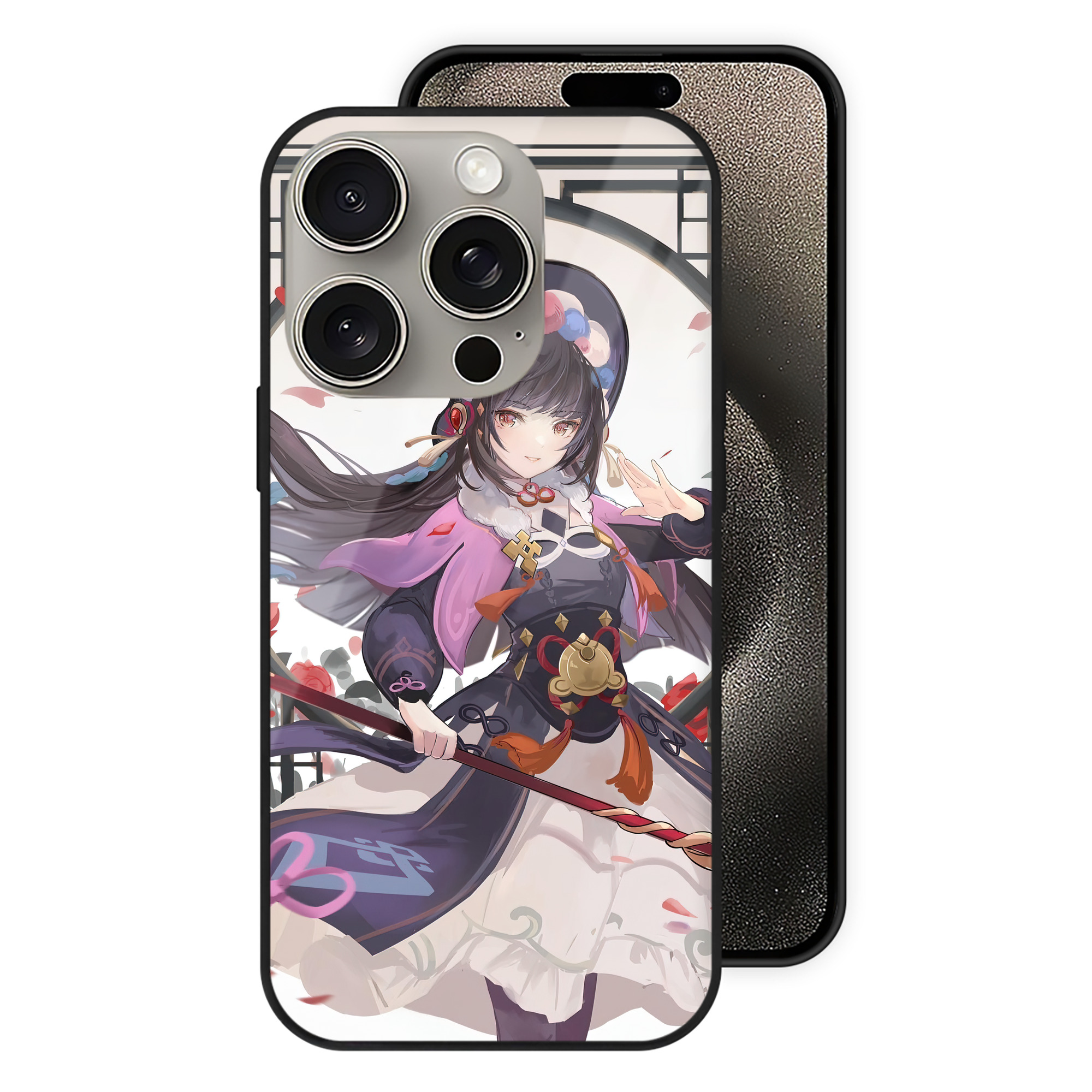 げんし神 genshin 【iPhone15Pro対応】スマホケース 耐衝撃＆黄変防止 背面ガラス