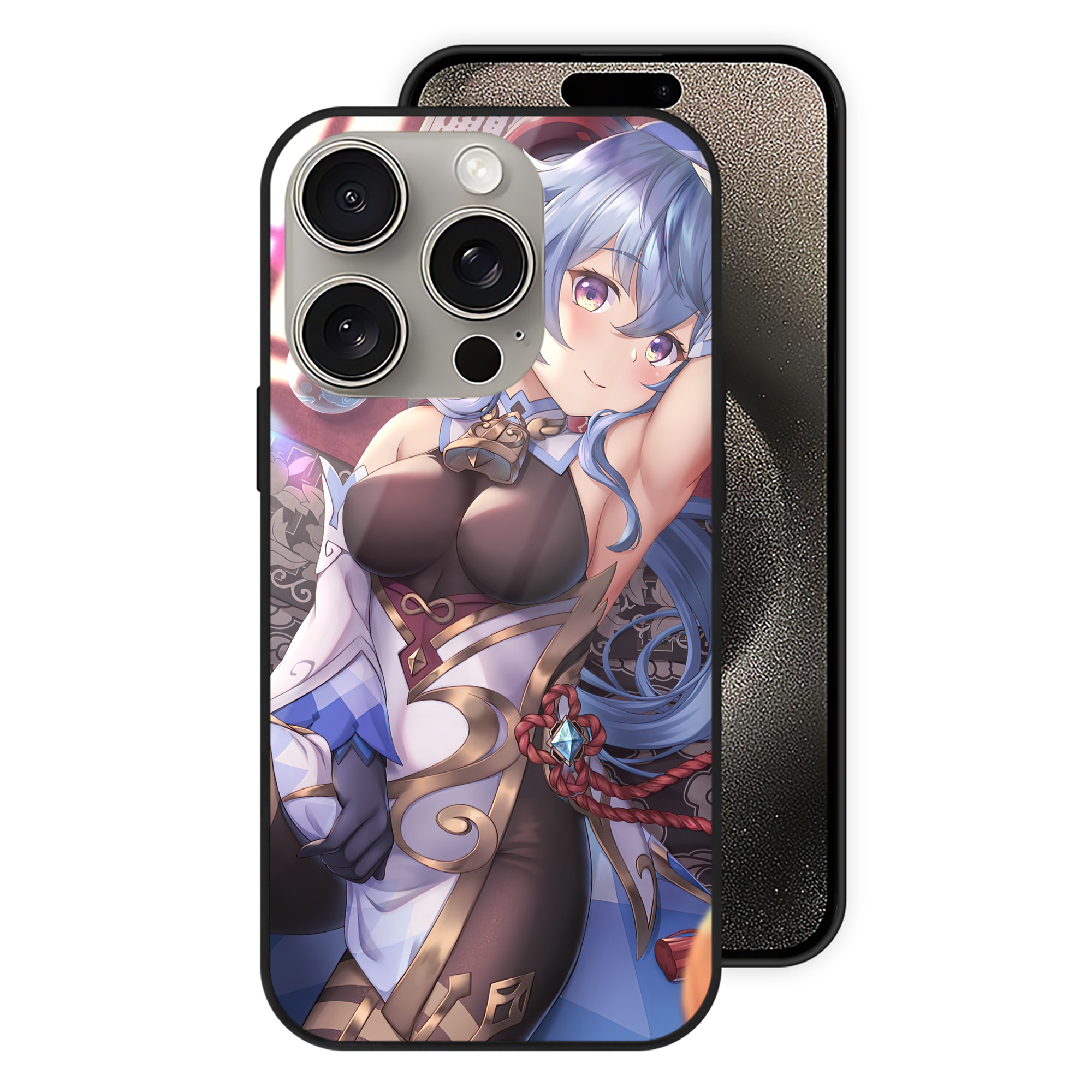 げんし神 genshin 【iPhone15Pro対応】スマホケース 耐衝撃＆黄変防止 背面ガラス