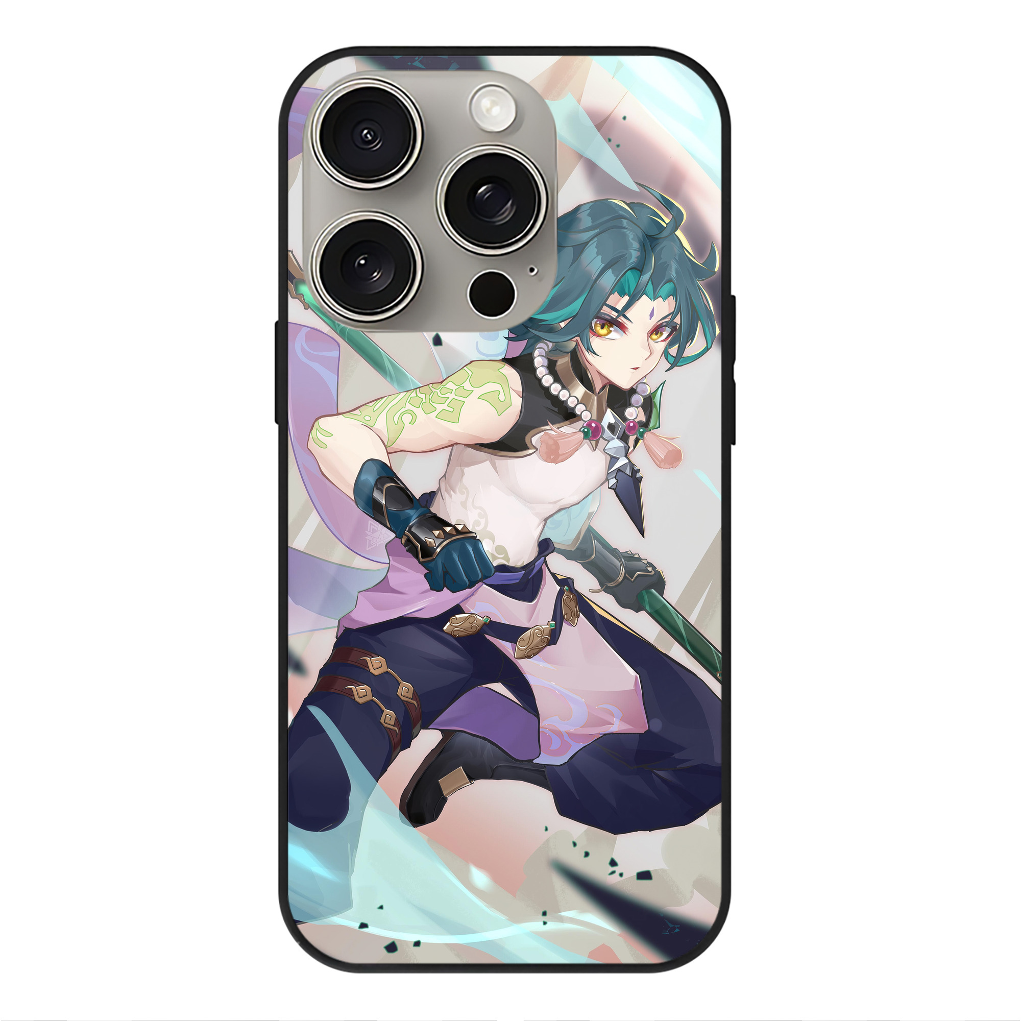 げんし神 genshin 【iPhone15Pro対応】スマホケース 耐衝撃＆黄変防止 背面ガラス
