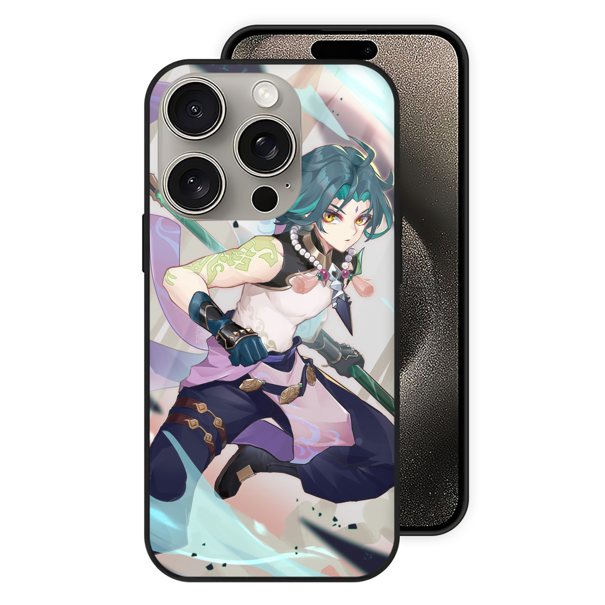 げんし神 genshin 【iPhone15Pro対応】スマホケース 耐衝撃＆黄変防止 背面ガラス