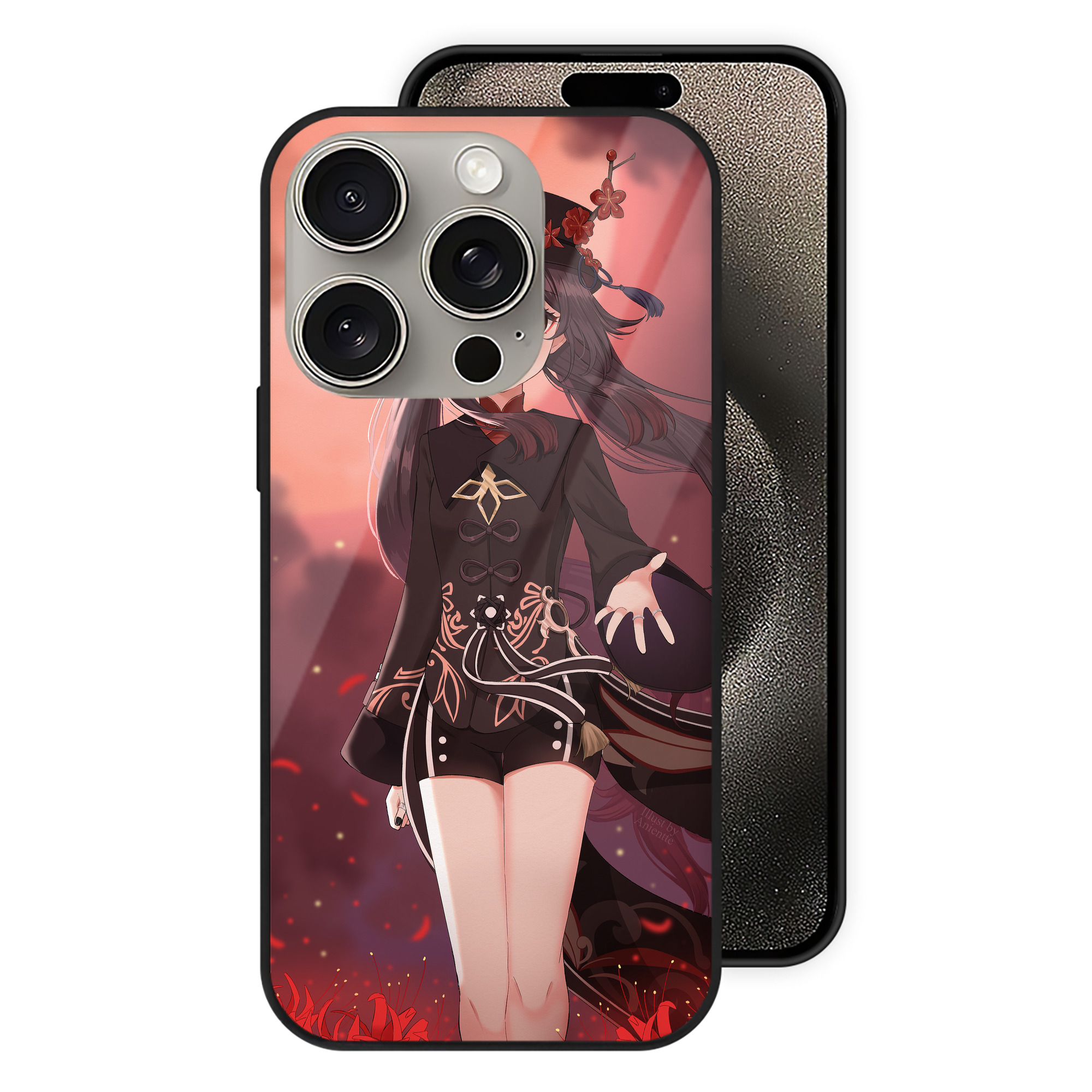 げんし神 genshin 【iPhone15Pro対応】スマホケース 耐衝撃＆黄変防止 背面ガラス