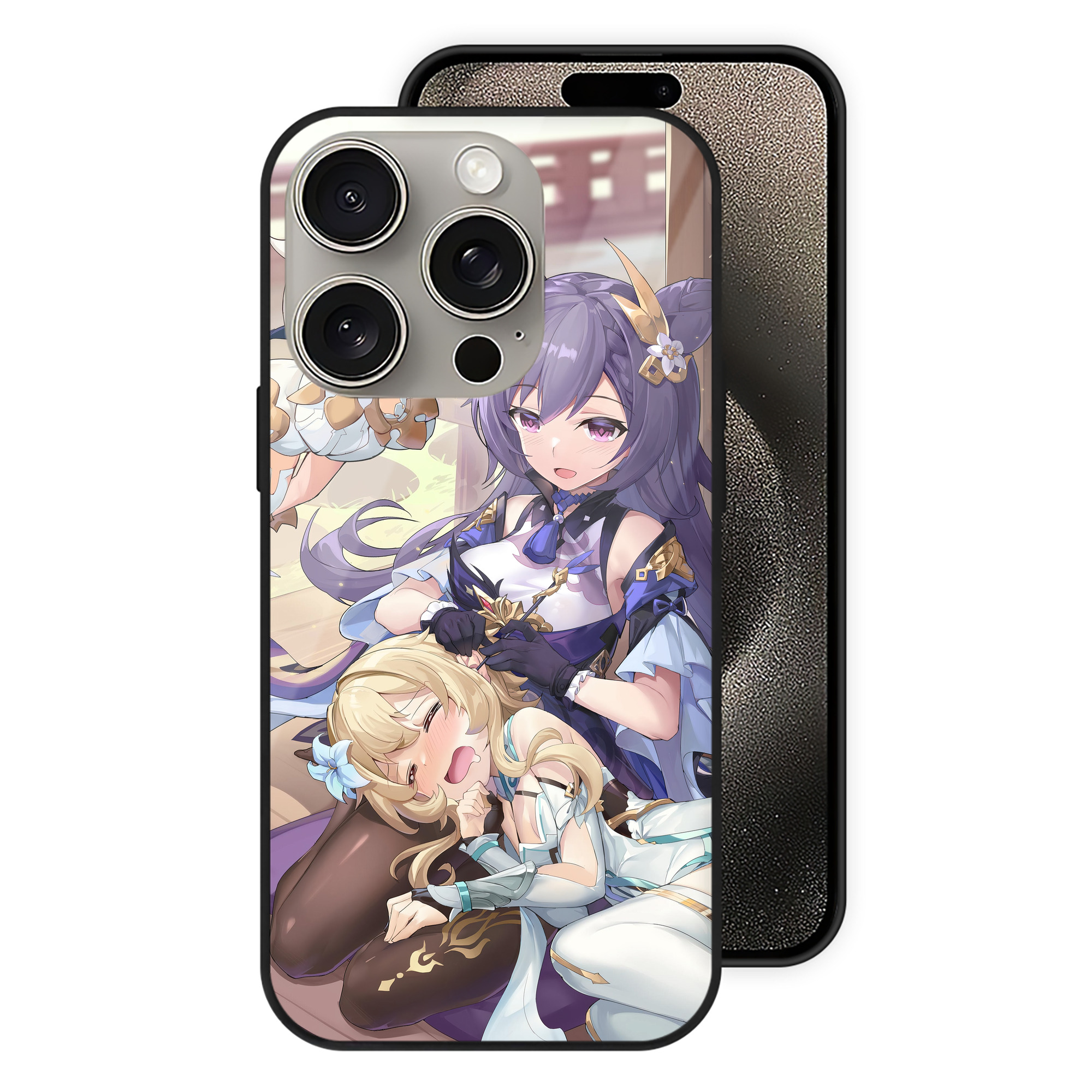 げんし神 genshin 【iPhone15Pro対応】スマホケース 耐衝撃＆黄変防止 背面ガラス