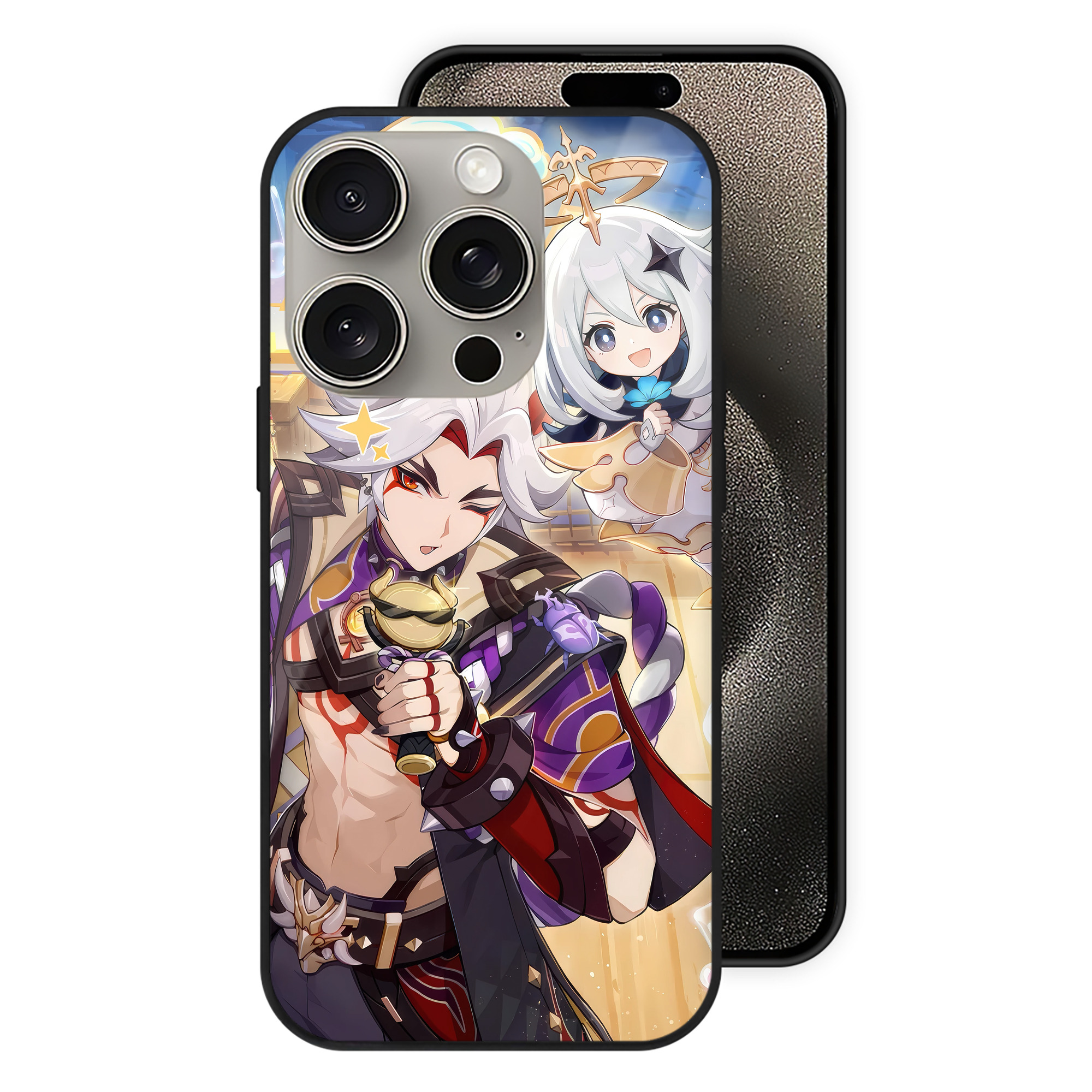 げんし神 genshin 【iPhone15Pro対応】スマホケース 耐衝撃＆黄変防止 背面ガラス