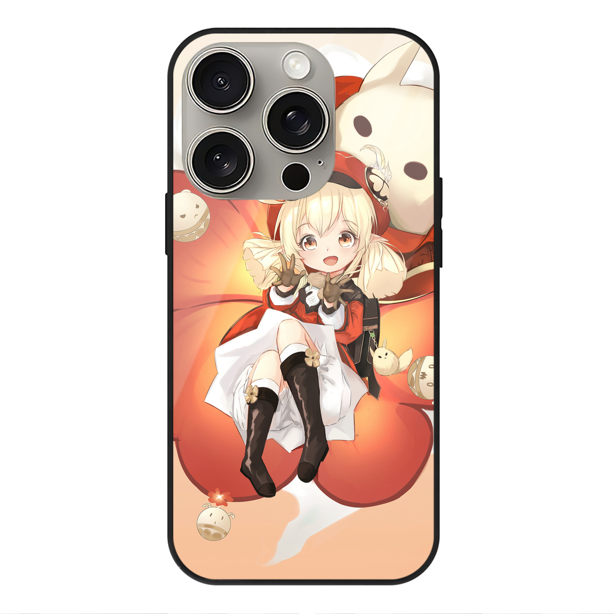 げんし神 genshin 【iPhone15Pro対応】スマホケース 耐衝撃＆黄変防止 背面ガラス