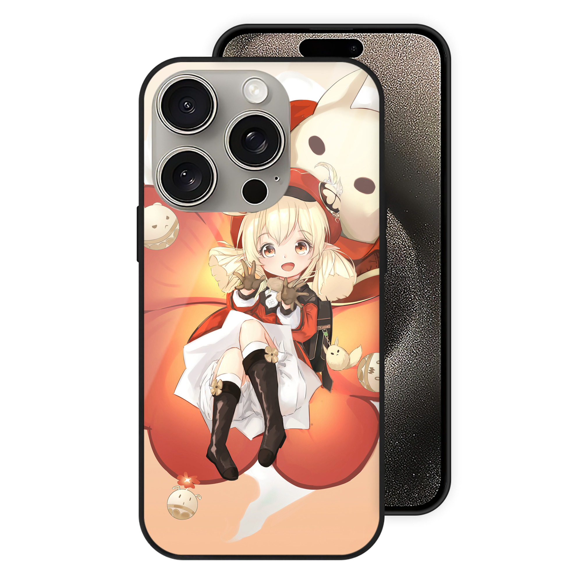 げんし神 genshin 【iPhone15Pro対応】スマホケース 耐衝撃＆黄変防止 背面ガラス