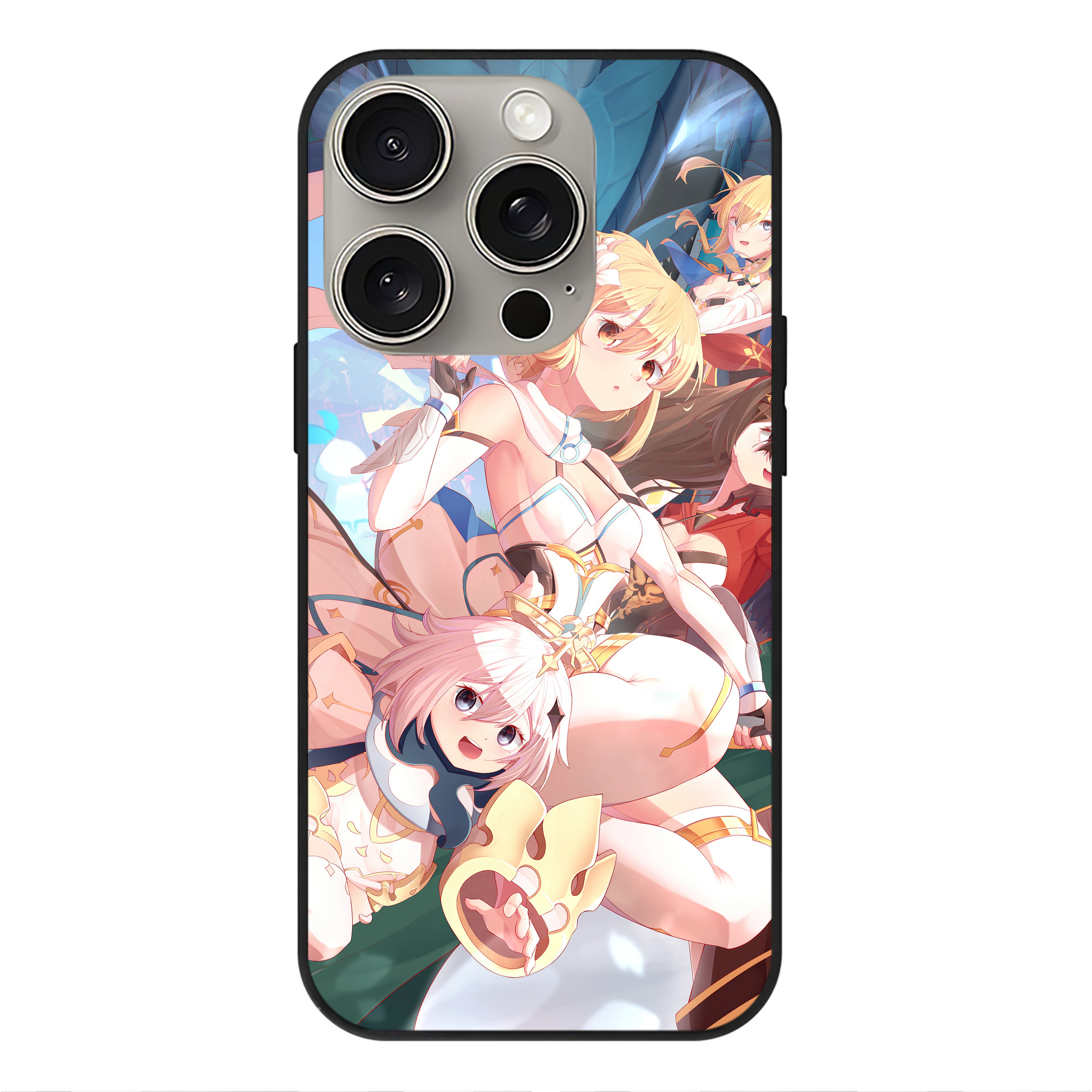 げんし神 genshin 【iPhone15Pro対応】スマホケース 耐衝撃＆黄変防止 背面ガラス