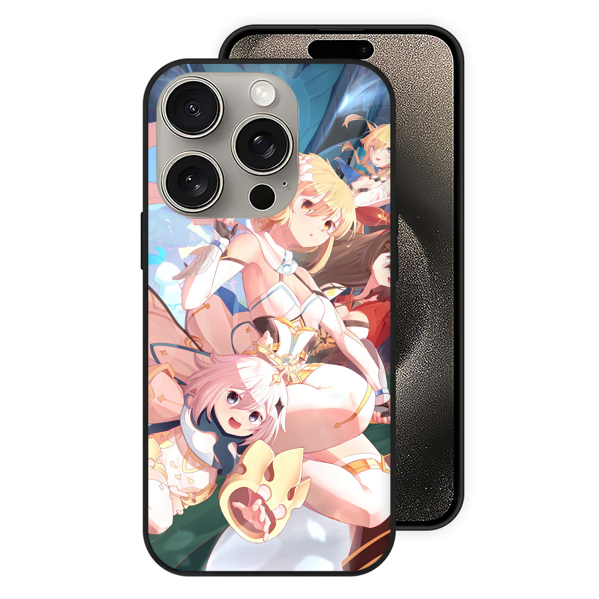げんし神 genshin 【iPhone15Pro対応】スマホケース 耐衝撃＆黄変防止 背面ガラス