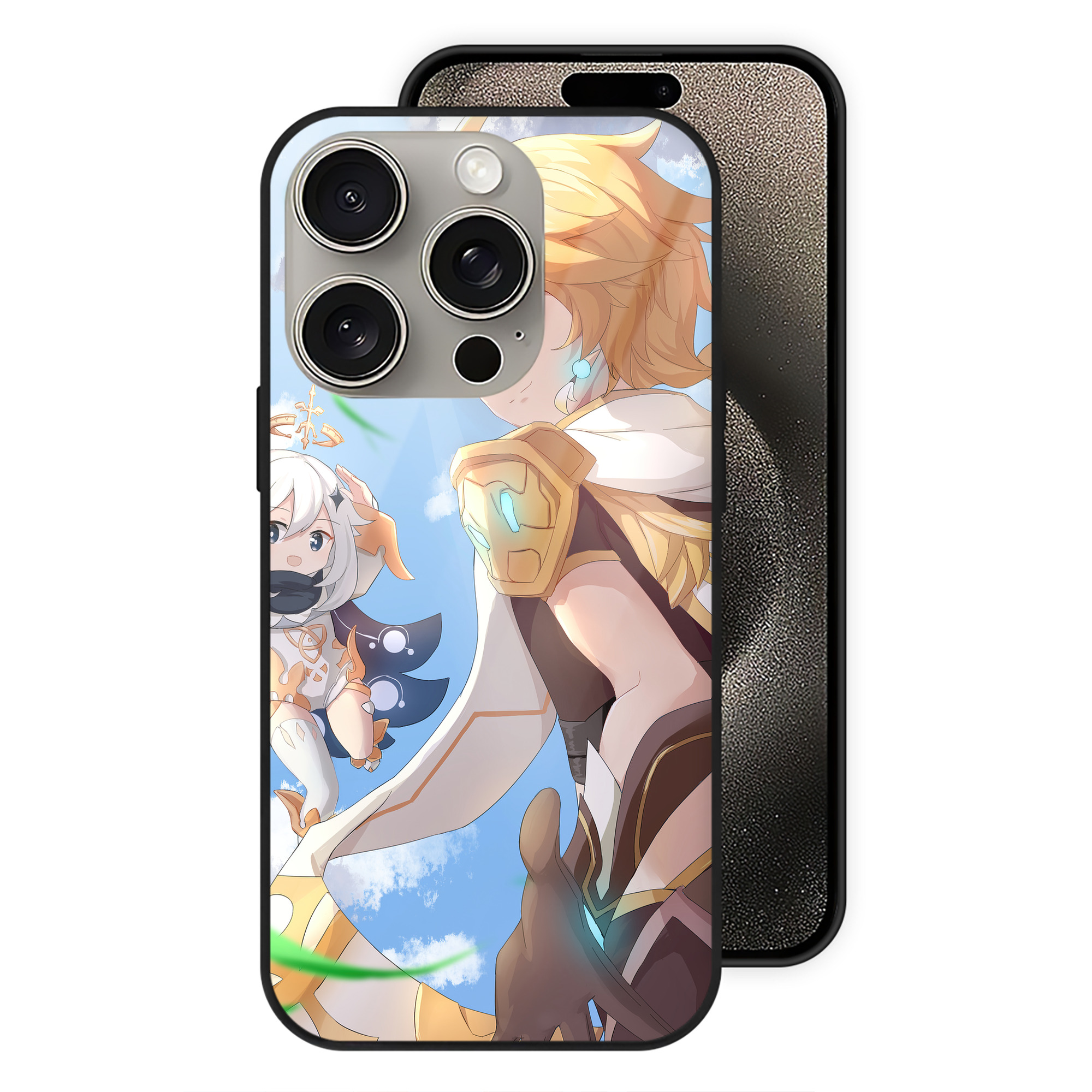 げんし神 genshin 【iPhone15Pro対応】スマホケース 耐衝撃＆黄変防止 背面ガラス